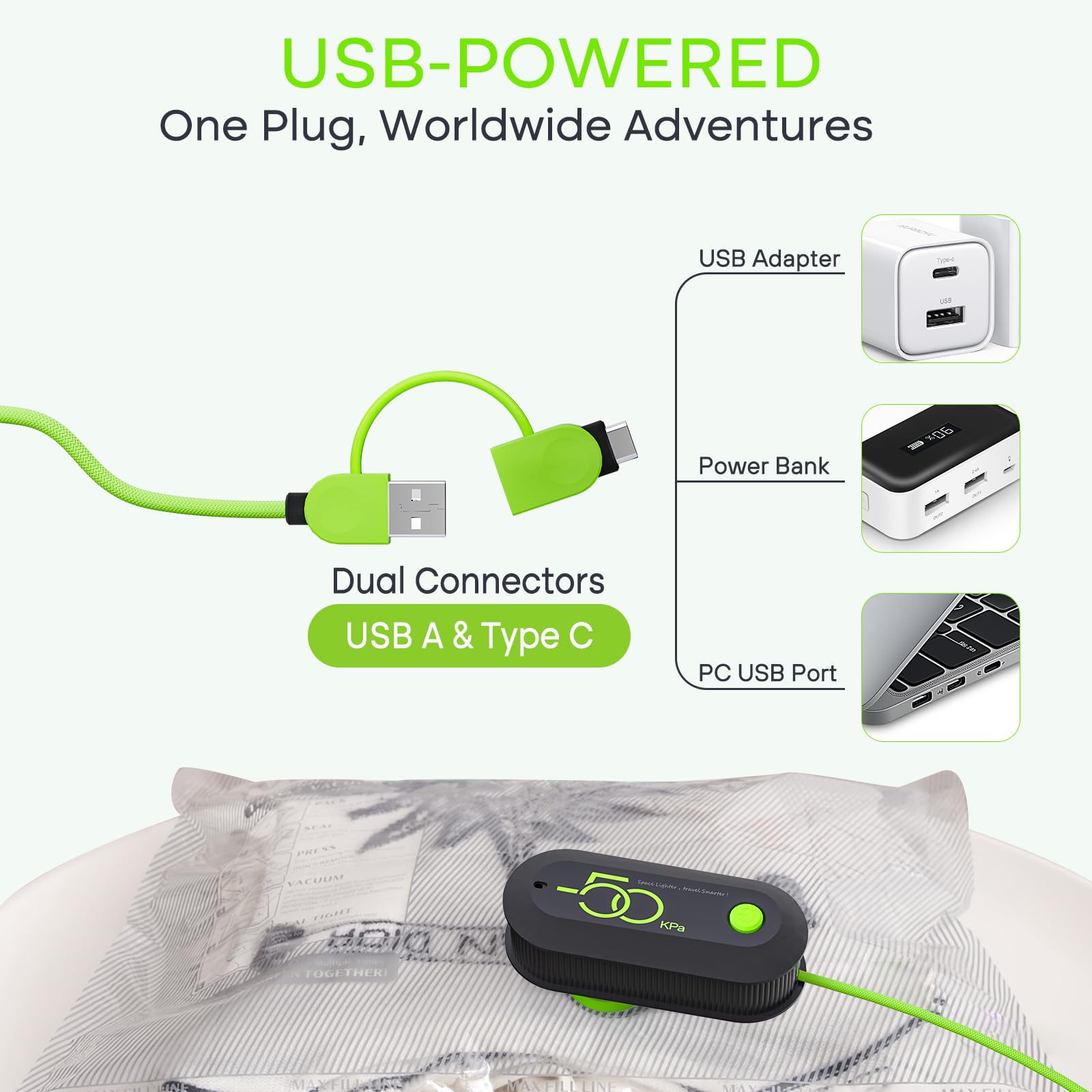 Vacbird Vacuum Bags for Travel with USB Pump, 12 Pack Carry-on Size Compression Packing for Luggage and Suitcase, Space Saver Bags for Clothes and Clothing Travel