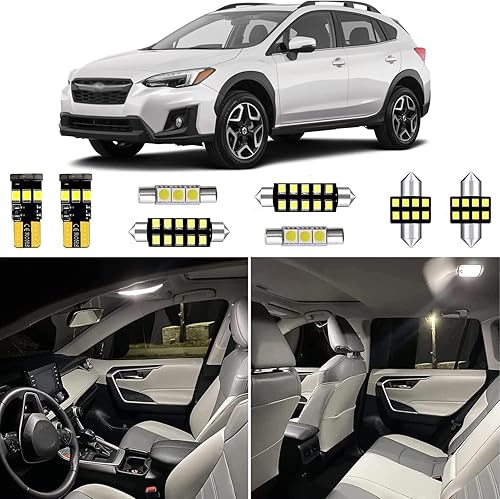 Juego de 6 luces LED blancas para interiores para Subaru XV Crosstrek 6000K 2013-2021 bombillas LED interiores blancas superbrillantes + herramienta