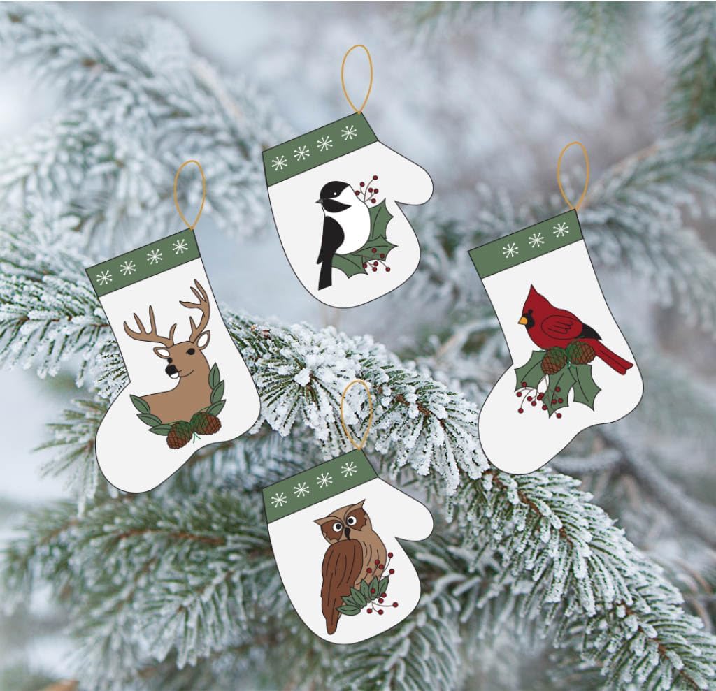 Rachel's of Greenfield White Pine Ornament Kit, DIY Christmas Crafts, Wool Felt Kit for Adults, Tree and Giftcards, 4" x 4.5"