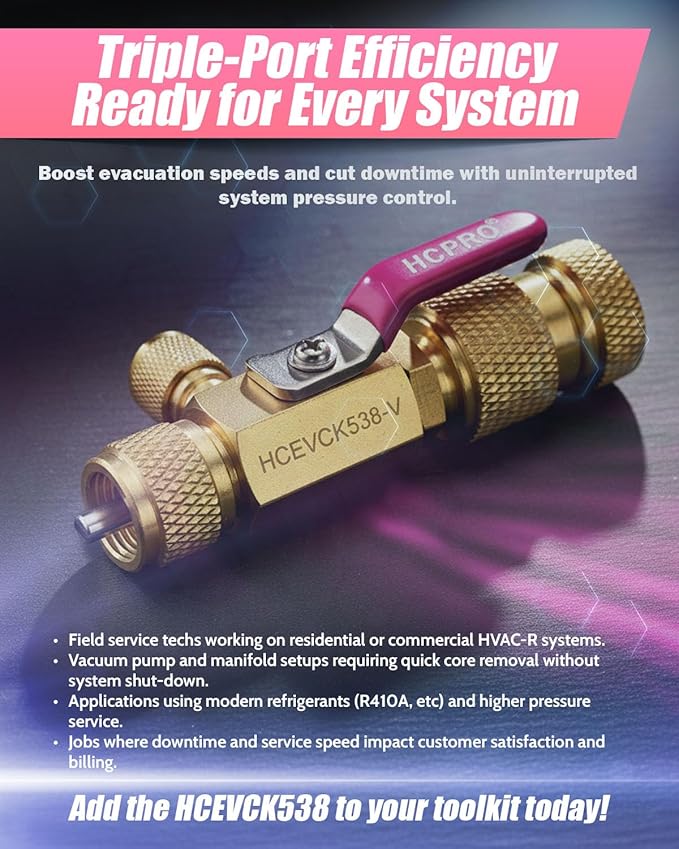 Herramienta de extracción de núcleo de válvula HCPRO HCEVCK538 5/16" Hembra x 3/8" Macho miniatura 6