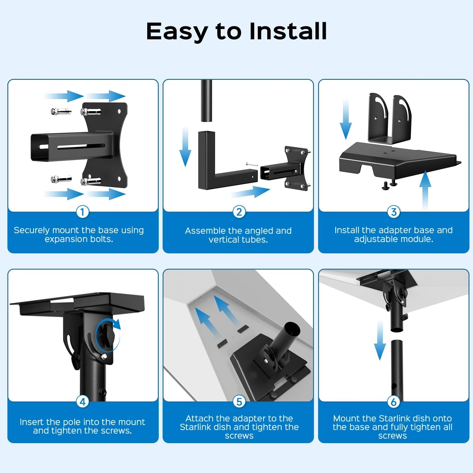 Starlink Support mural réglable 3ème génération – Bras de support extensible, résistant à la rouille et aux intempéries, installation facile pour Starlink Standard 4/4X/Gen 3, s'adapte aux murs en