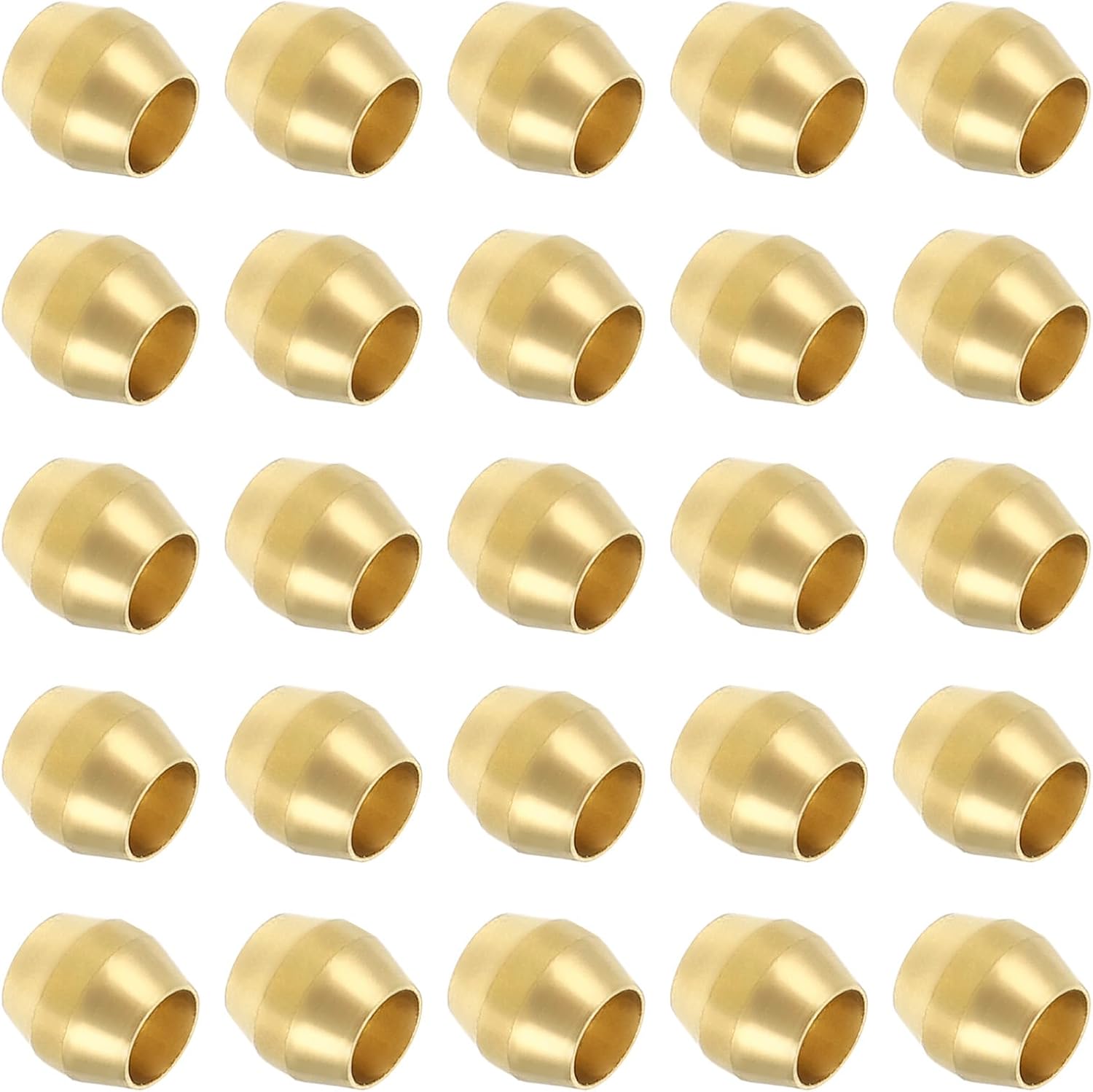 PATIKIL Brass Compression Sleeves Ferrules for 1/8 Inch OD Tube, 25 Pack Brass Ferrule Fitting Brass Compression Tube Fitting Ring Assortment Kit for Air Water Gas Pipe Line Fitting Oil