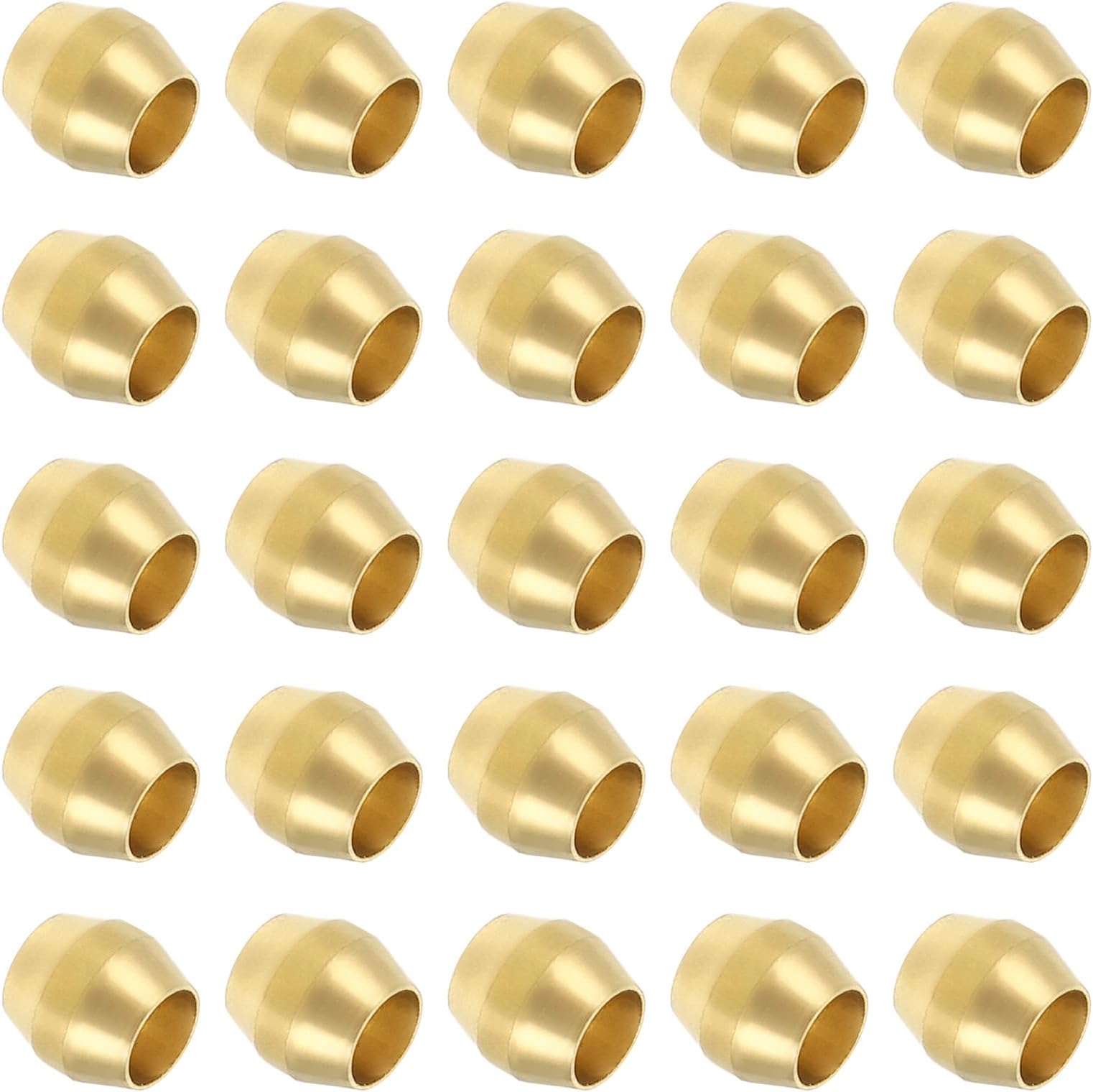 Brass Compression Sleeves Ferrules for 1/8 Inch OD Tube, 25 Pack Brass Ferrule Compression Tube Fitting Ring Assortment Kit for Air Water Gas Pipe Line Fitting Oil
