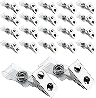DigitalEnergy 100 Pack Metal ID Badge Clips with Clear PVC Straps - Durable Bulldog Clips for Work Events & Security Cards