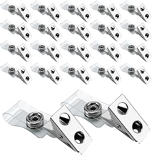 DE 100Pcs Metal Badge Clips with Clear PCV Straps,ID Strap Clip Adapter ID Badge Clips