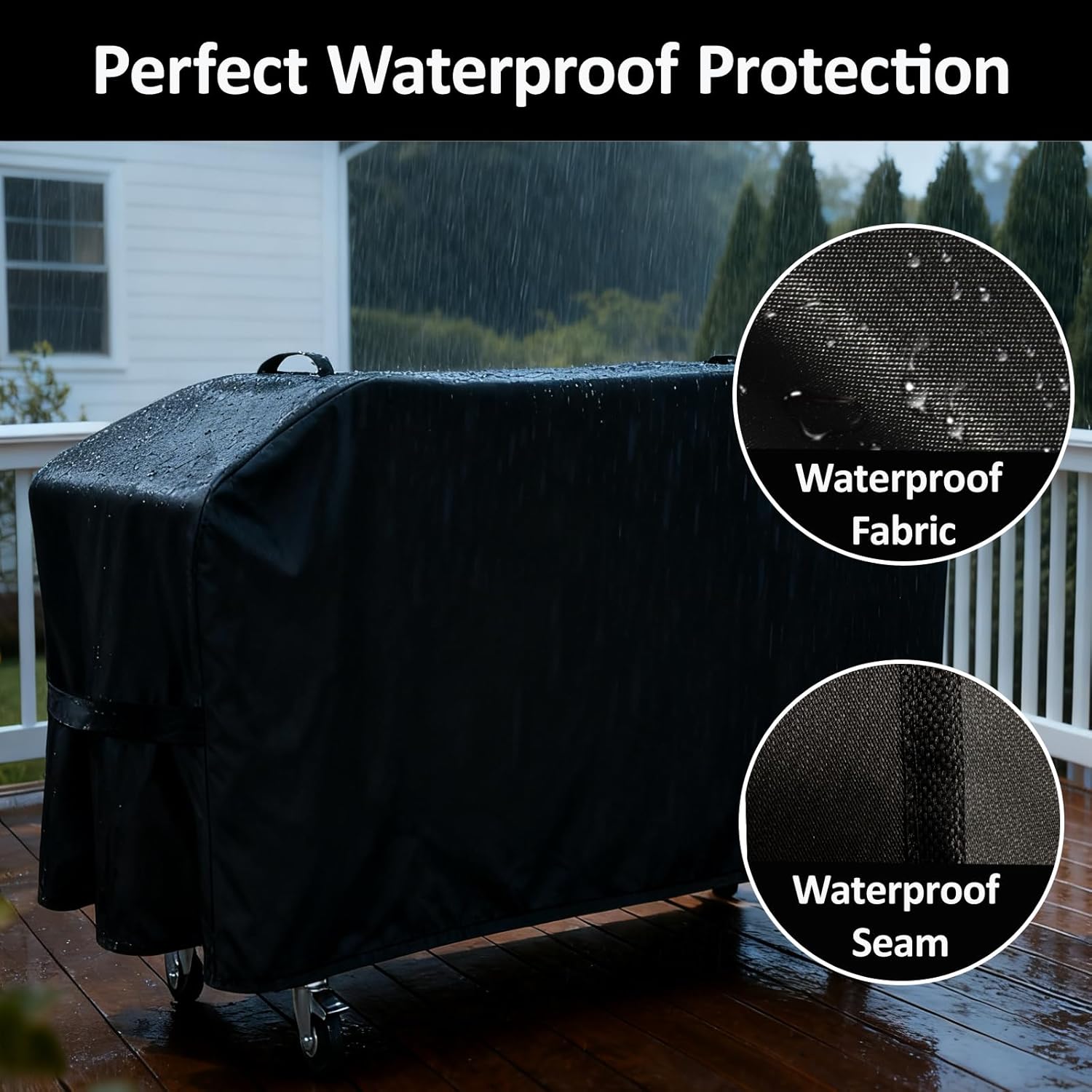 Grill Cover for Blackstone 5-Burner Griddle 2426 1528, for Blackstone Bronco 5-Burner 44" Omnivore Propane Griddle, 600D Heavy Duty Outdoor Waterproof Flat Top Grill Cover
