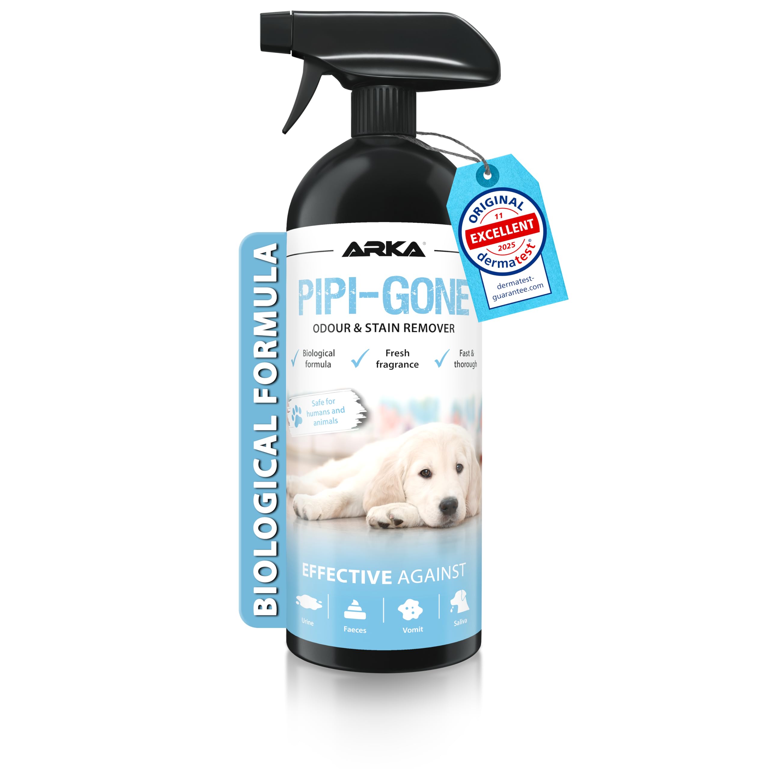 Dog urine remover – PIPI-Weg Spray 750 ml – enzymatic cleaner for dog pee, faeces & vomit – strong odour control for carpets, sofas & floors – natural, pet-safe formula – deep acting – by ARKA