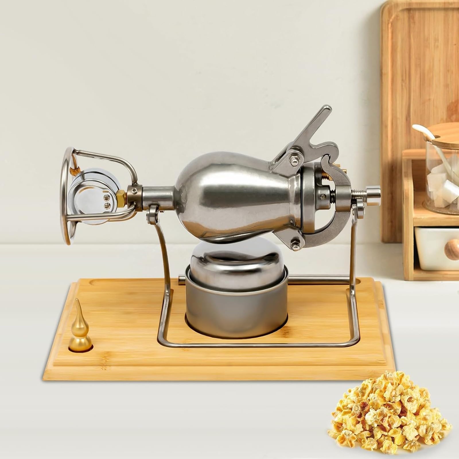 Máquina para Hacer Palomitas de maíz Tradicional Vintage de Acero Inoxidable con manivela Manual, máquina para Hacer Palomitas a presión para Cine en casa, Fiestas y Salas de Juego