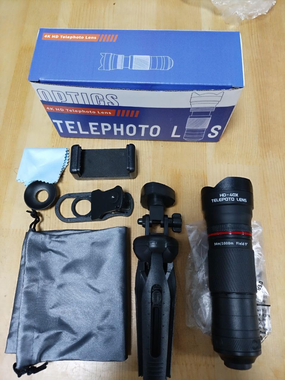 Andoer Objetivo de zoom de 40 aumentos con trípode, teleobjetivo telefónico telescopio para teléfono, lente de cámara para senderismo, camping, observación de la fauna, luna, deportes, juegos,