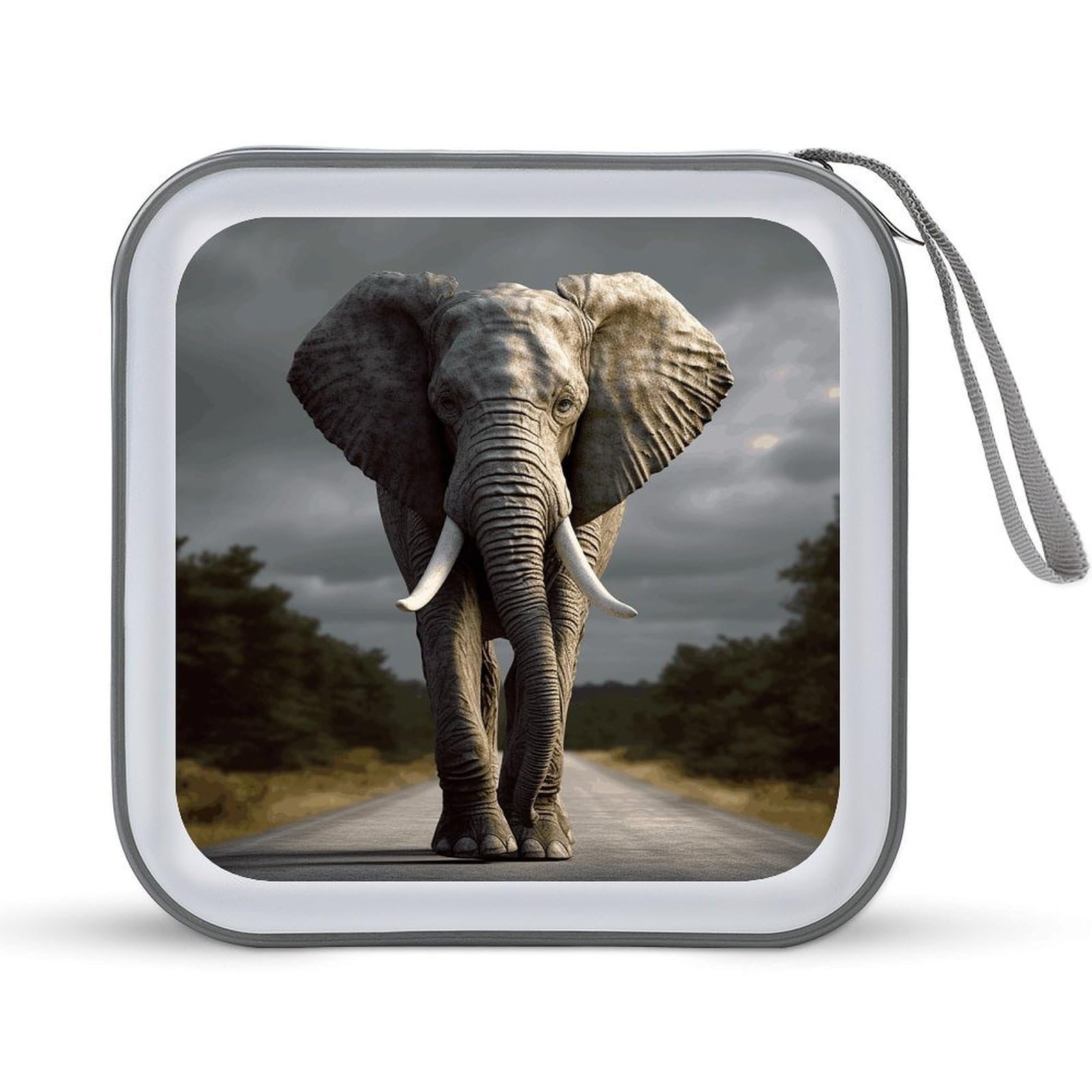 VstaDank 3D Elephant_ CD Case DVD Holder Storage Portable Carrying Binder Holder Wallet Large Storage Disc Wallet Bag Hard Plastic DVD Disc Cases Large Media Binder 40 Capacity