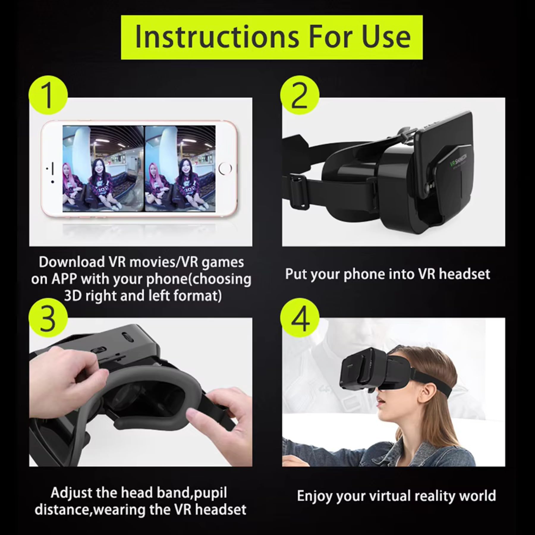 Cuffie per realtà virtuale VR, mini visore VR per film 3D e videogiochi, occhiali VR per adulti e bambini, per iPhone 16, 15, 14, 13 Pro Max, Samsung Galaxy S25, S24, S23, S22, ecc