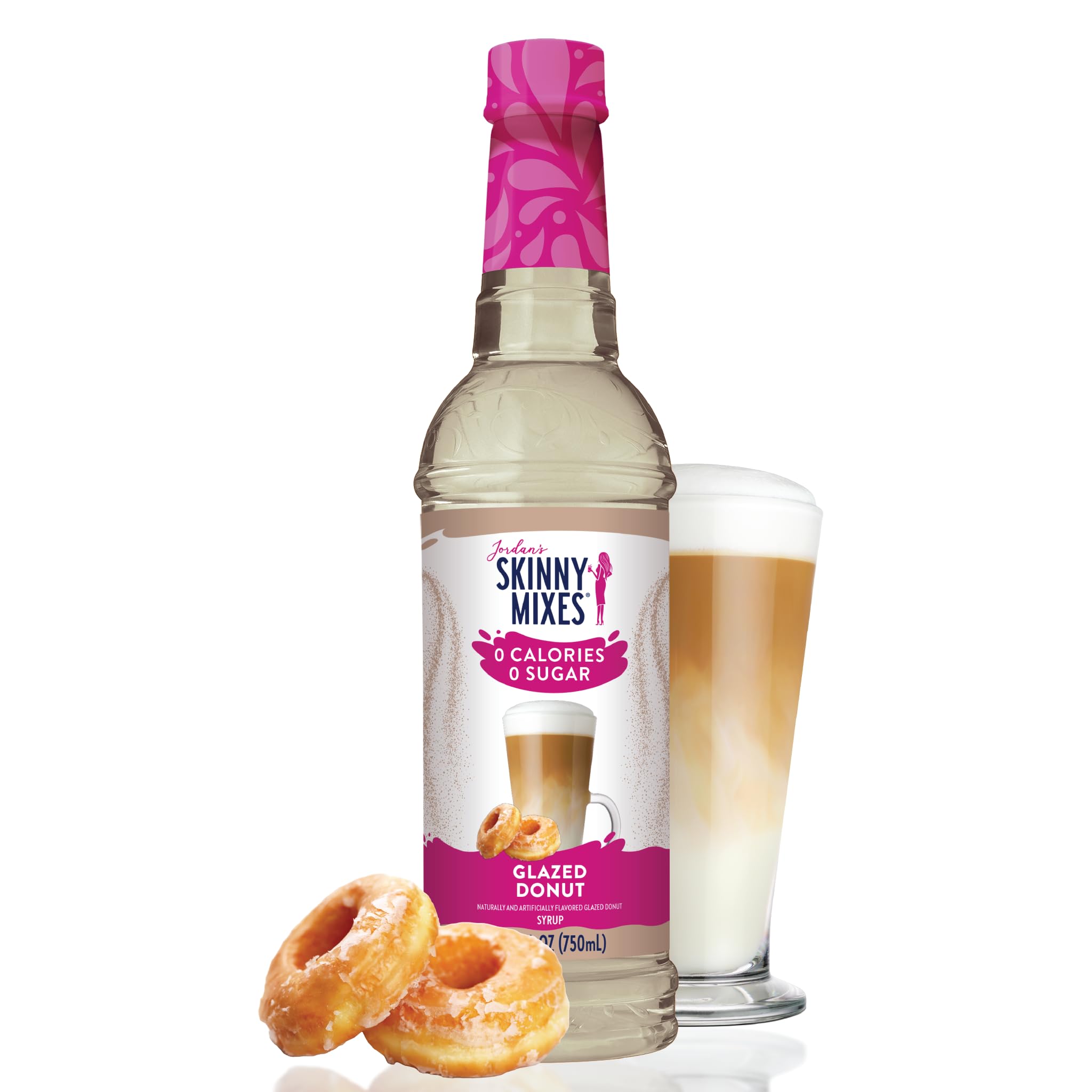 Jordan's Skinny Syrups Sugar Free Coffee Syrup, Glazed Donut Flavor Drink Mix, Zero Calorie Flavoring for Chai Latte, Protein Shake, Food & More, Gluten Free, Keto Friendly, 25.4 Fl Oz, (Pack of 1)