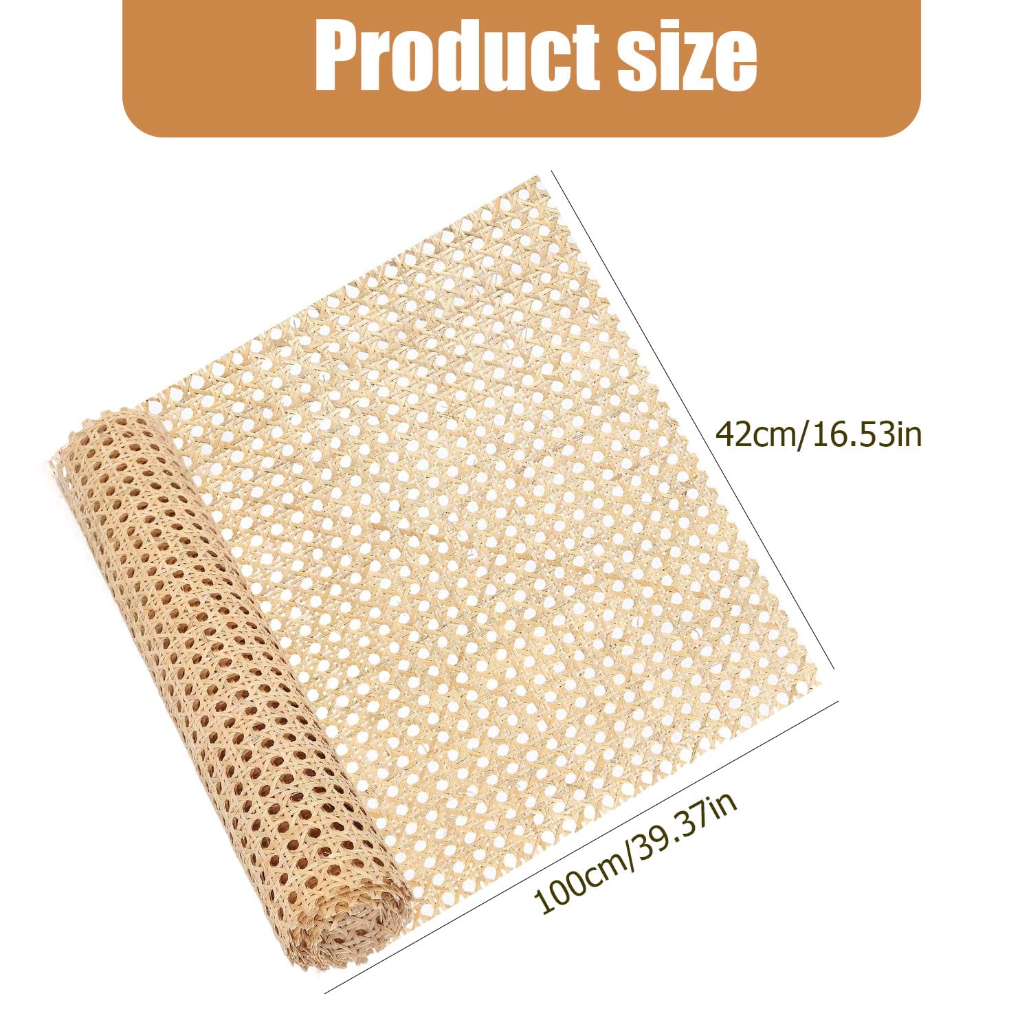 Rattan 42x100cm Paglia di Vienna Può Essere Tagliato Rattan Rotolo Impermeabile Fettuccia in Rattan per Mobili Adatto per Progetti Fai da Te di Sedie Armadi Tavoli Letti Sottobicchieri