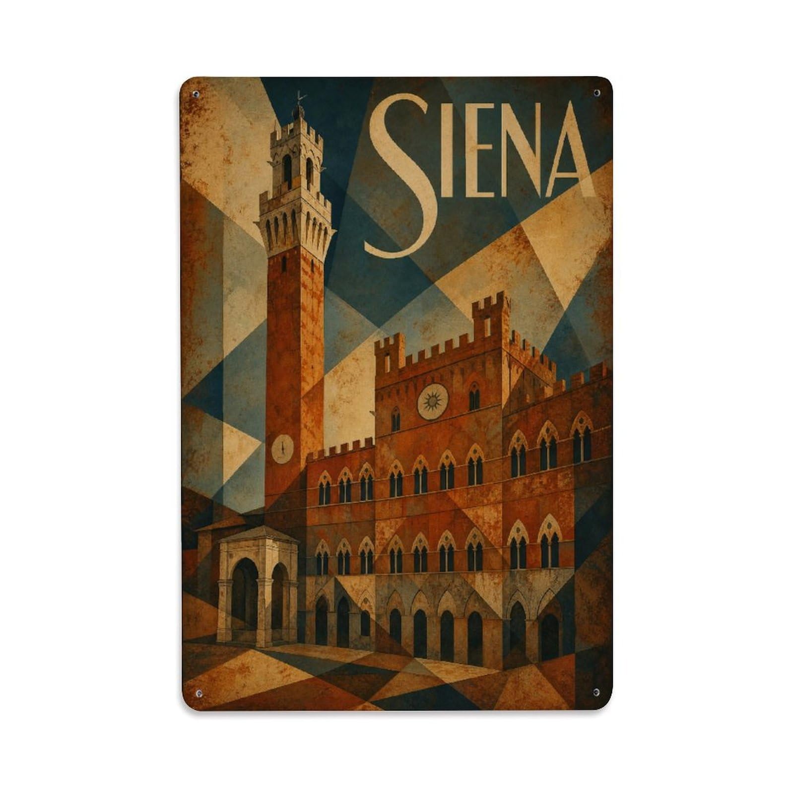 Huiyhb 8X12inch(20X30cm) Vintage Travel Siena Palazzo Pubblico Civic Building Italy Metal Tin Sign