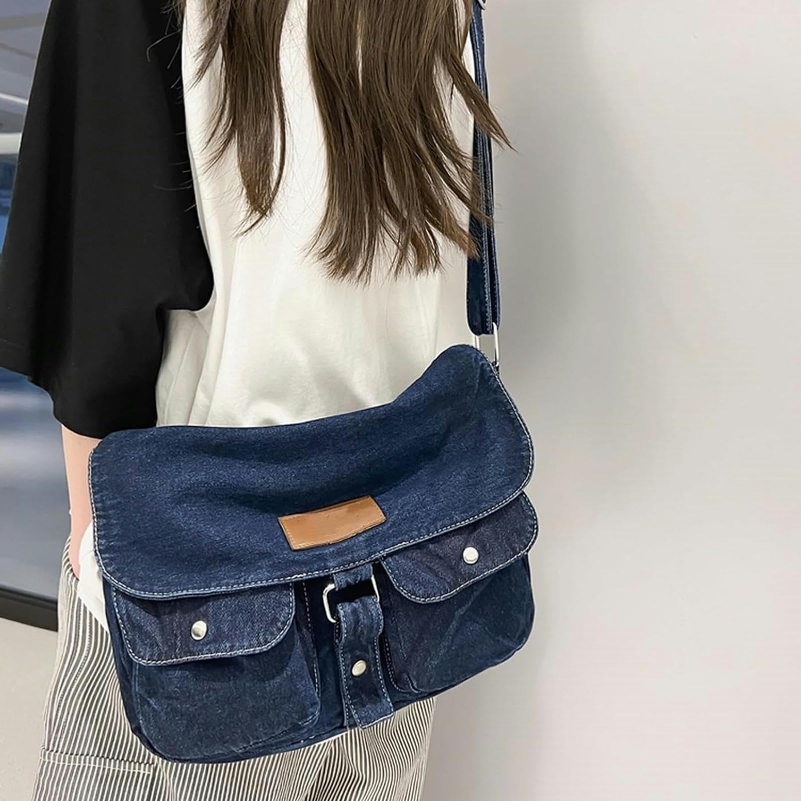 Sac A Main Femme Sacs À Bandoulière en Jean pour Femmes Sacs À Main-Light Blue-32x8x26