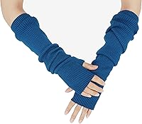 Vista 50 de Guantes cálidos de cachemira de brazo largo para mujer, guantes de invierno acogedores sin dedos, calentadores de brazos suaves, gran regalo de Negro