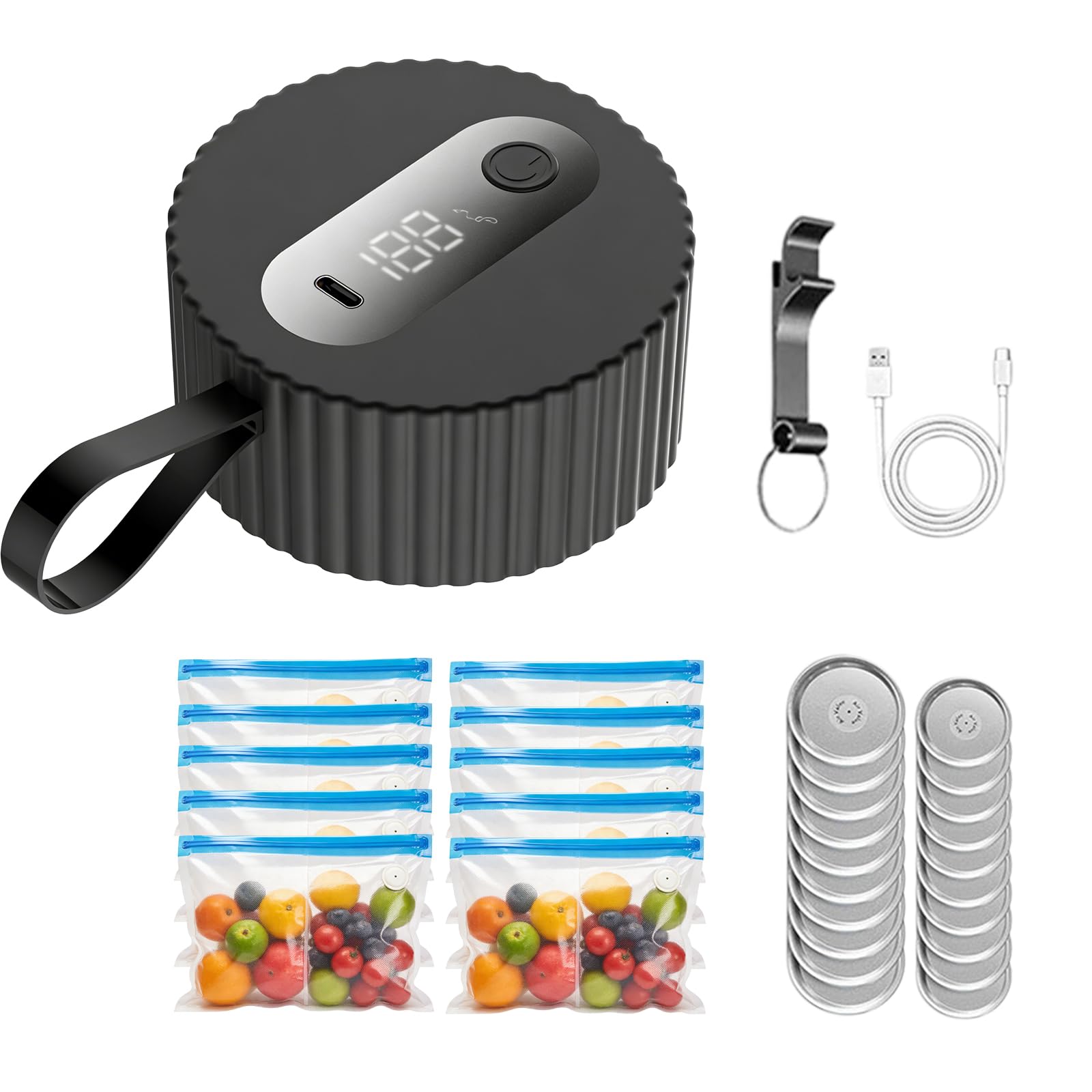 Vakuumierer für Gläser, Vakuumierer für Einmachgläser automatisches Vakuumiergerät Set Elektrisches Mason Jar Vakuum Sealer Kompatibel mit Breite und Normale Öffnung, Herzliche Geschenke Mama, Oma