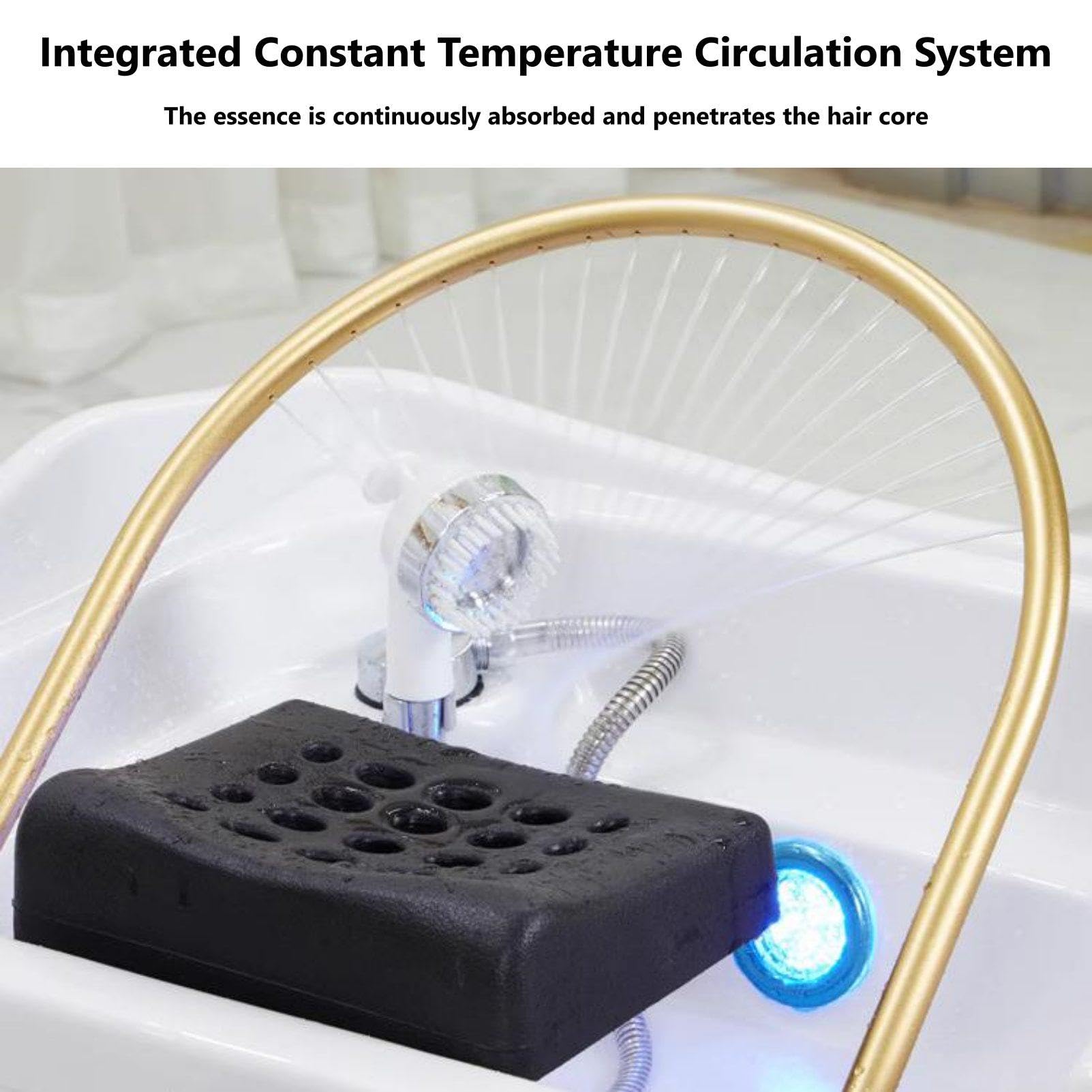 Japanische Head-Spa-Ausrüstung Mobiles Shampoo-Becken für Massage-Shampoo-Bett mit 60-l-Wassertank 4 Universalräder Shampoo-Becken All-in-One-Shampoogerät,Standard