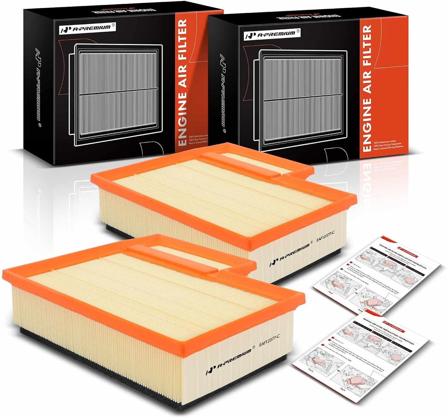 A-Premium 2-PC Engine Air Filter Compatible with Ford Transit-150, Transit-250, Transit-350, Transit-350 HD, 2015-2023, V6 3.5L