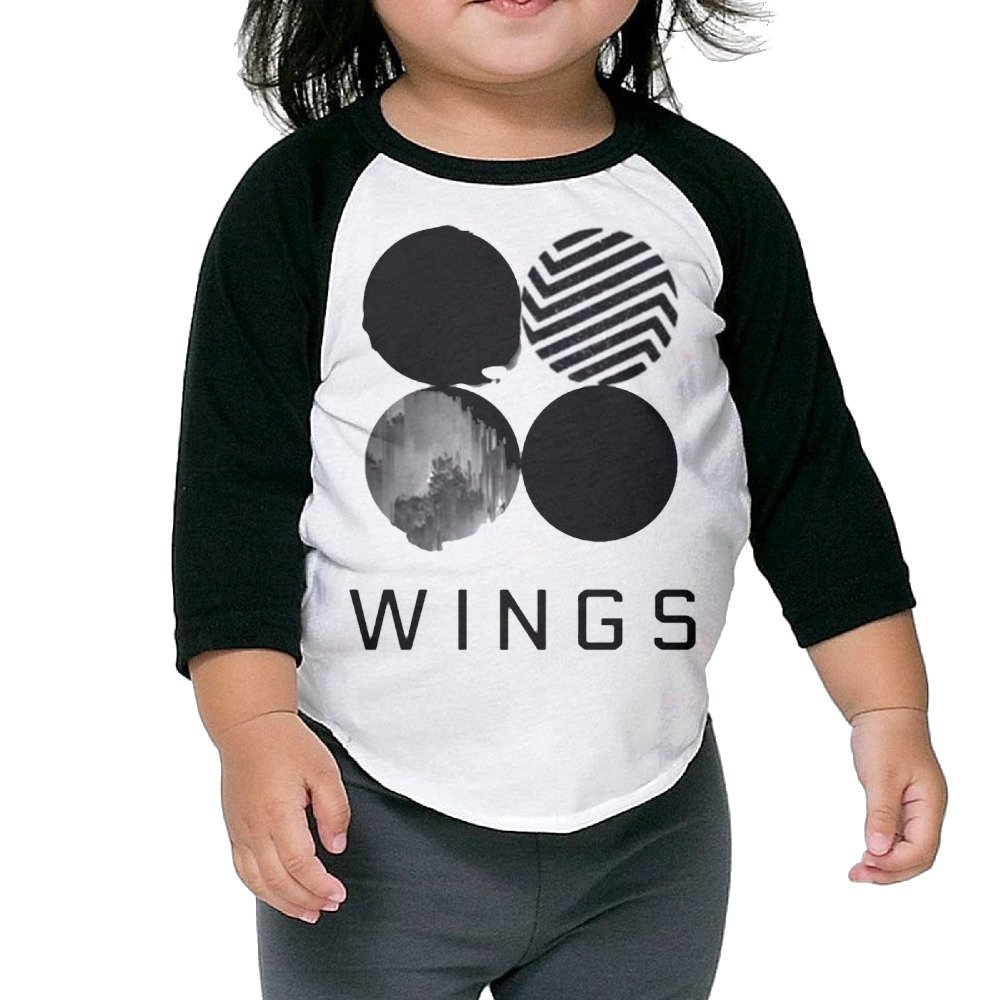 OFKJFIBaby BTS Wings Bangtan Boys 3/4 Sleeve Plain Raglan T-Shirts Baseball Print Tops