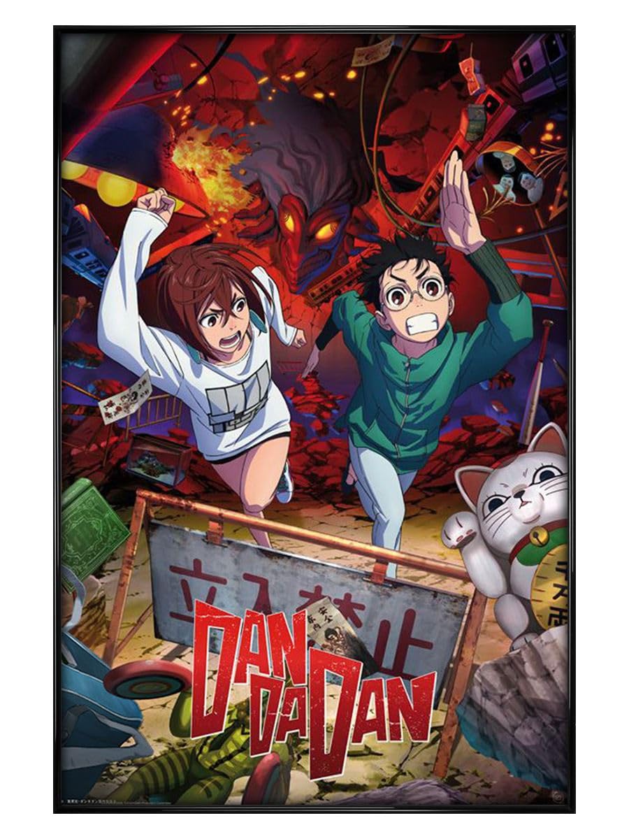 Dan Da Dan Key Art Momo & Okarun Maxi Poster - Black Gloss Framed
