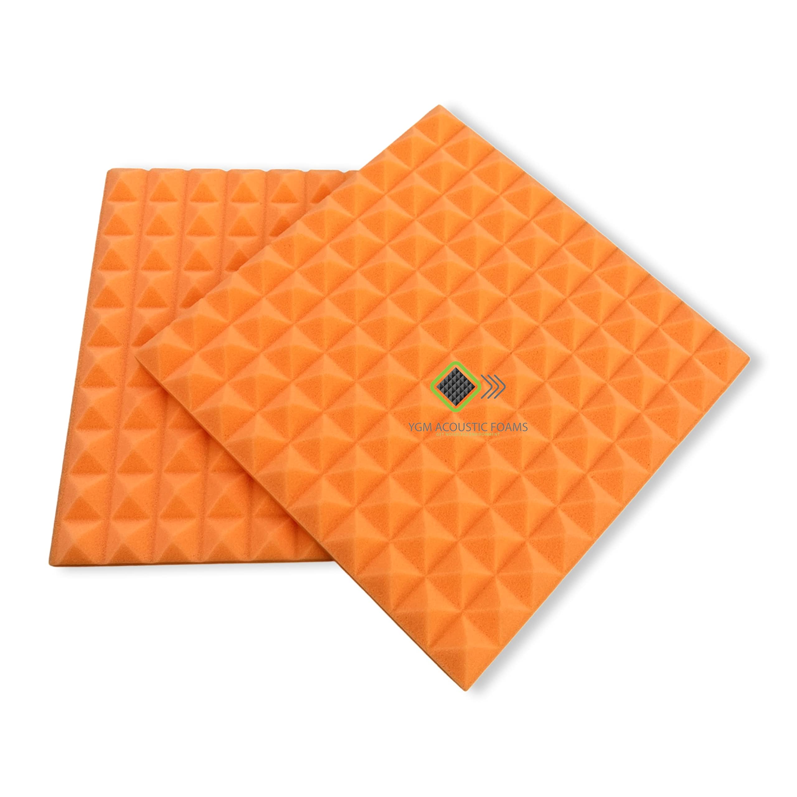 YGM Acoustic Foams® Pyramid Soundproofing Studio (Set of 18 ) Acoustic Foam 1'x1' - 1 Inches (Orange) 1