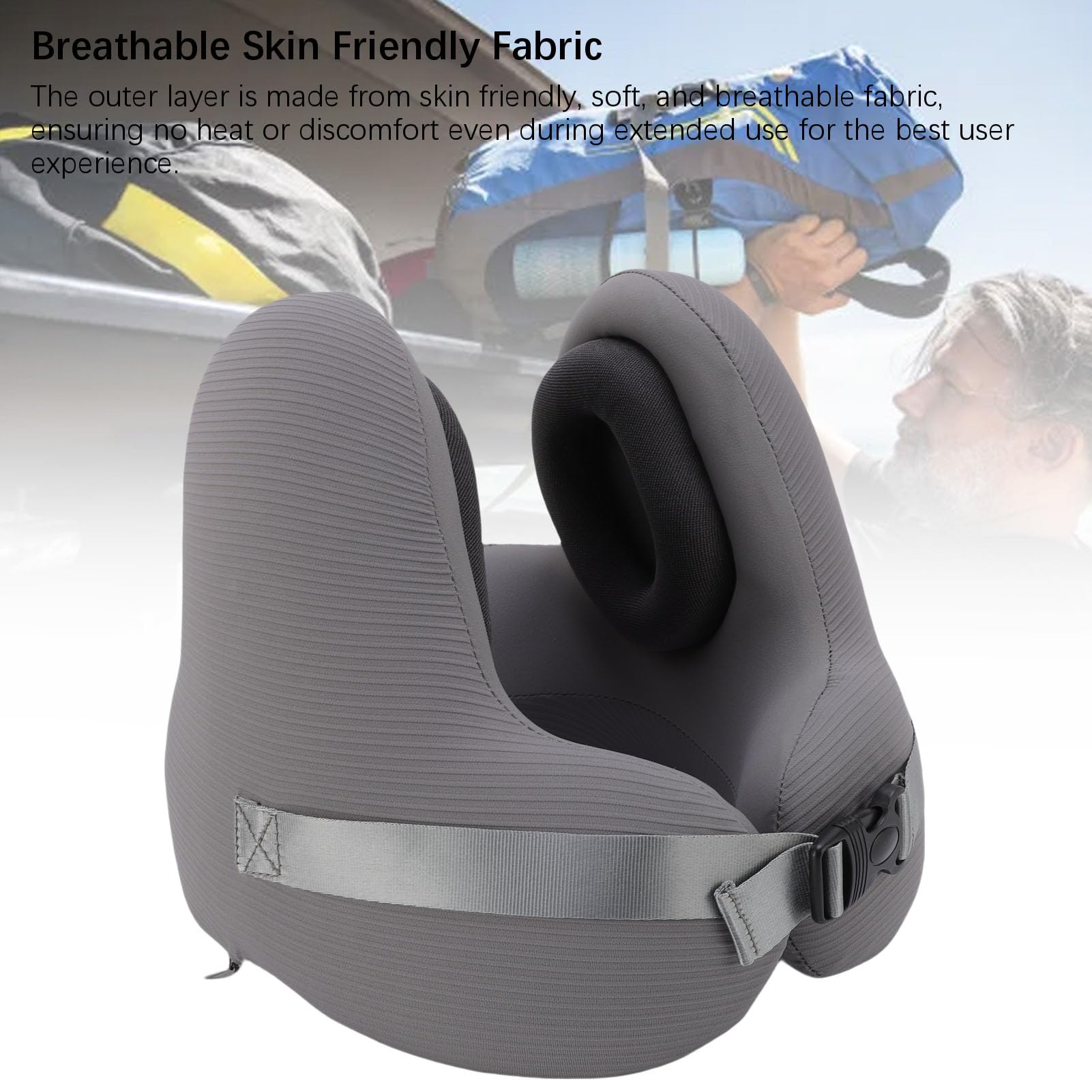 Almohada de Viaje para el Cuello con Orejeras con Cancelación de Ruido y Espuma Viscoelástica para Avión, Tren o Uso Doméstico