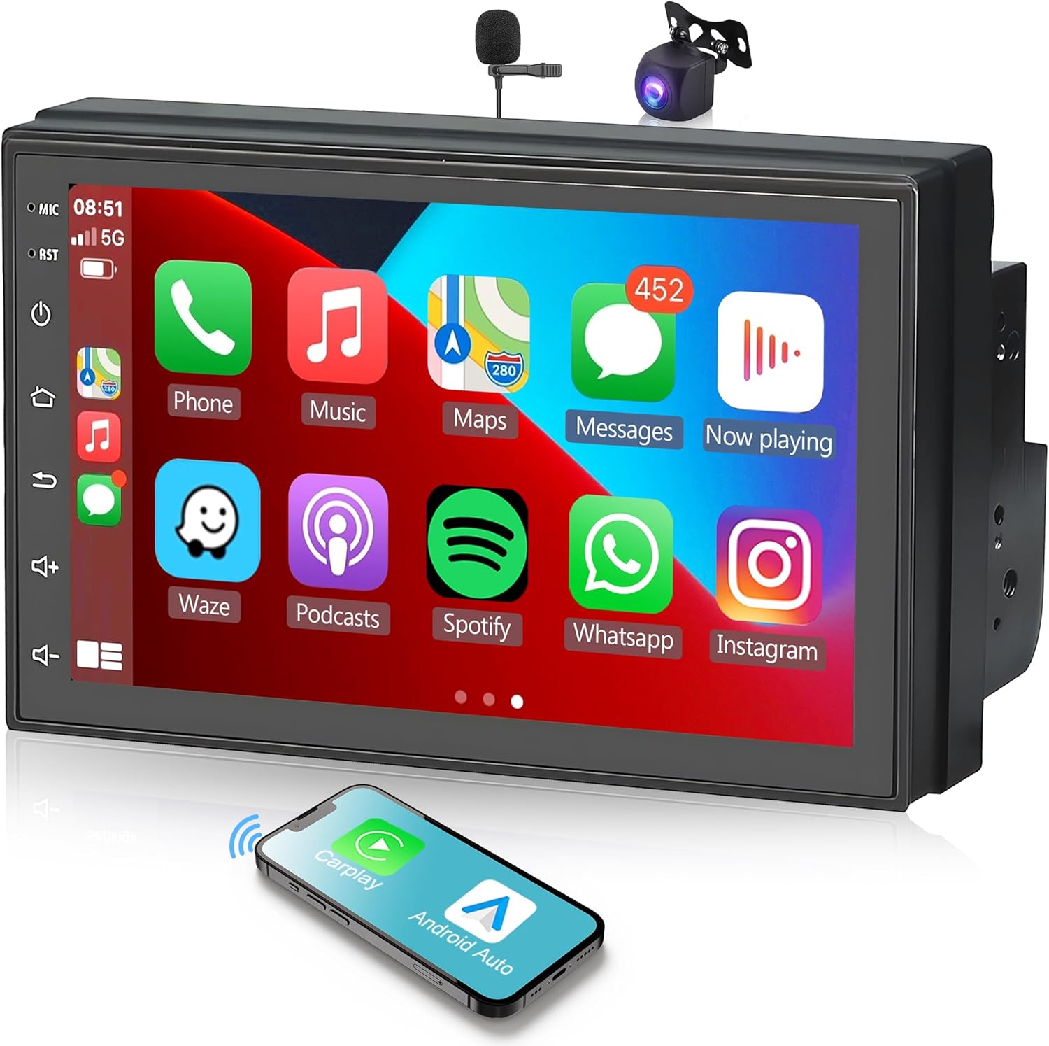 Android 11 Double Din Car Stereo Support Wireless Carplay Android Auto