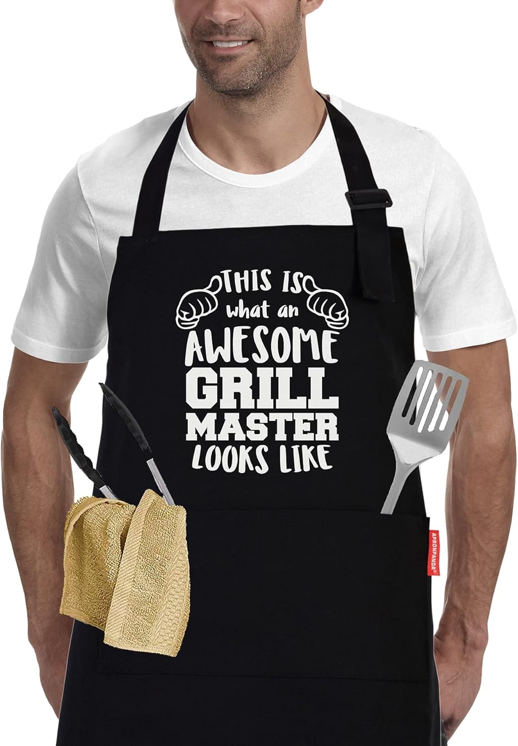 APRONPANDA Awesome Grill Master BBQ Cotton Apron for Men and Women