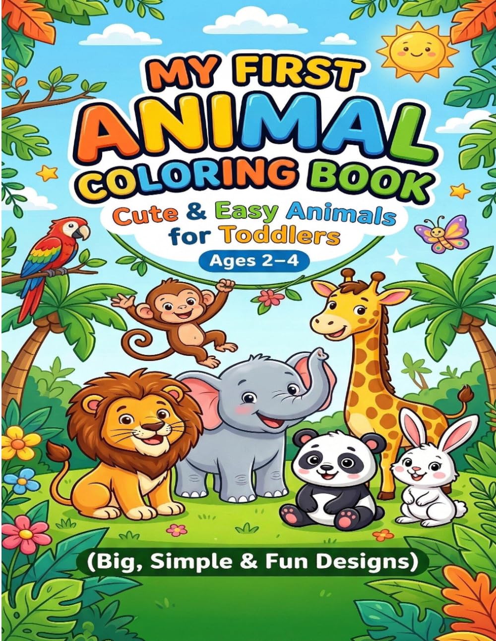 My First Animal Coloring Book: Cute & Easy Animals for Toddlers Ages 2–4 (Big, Simple & Fun Designs)