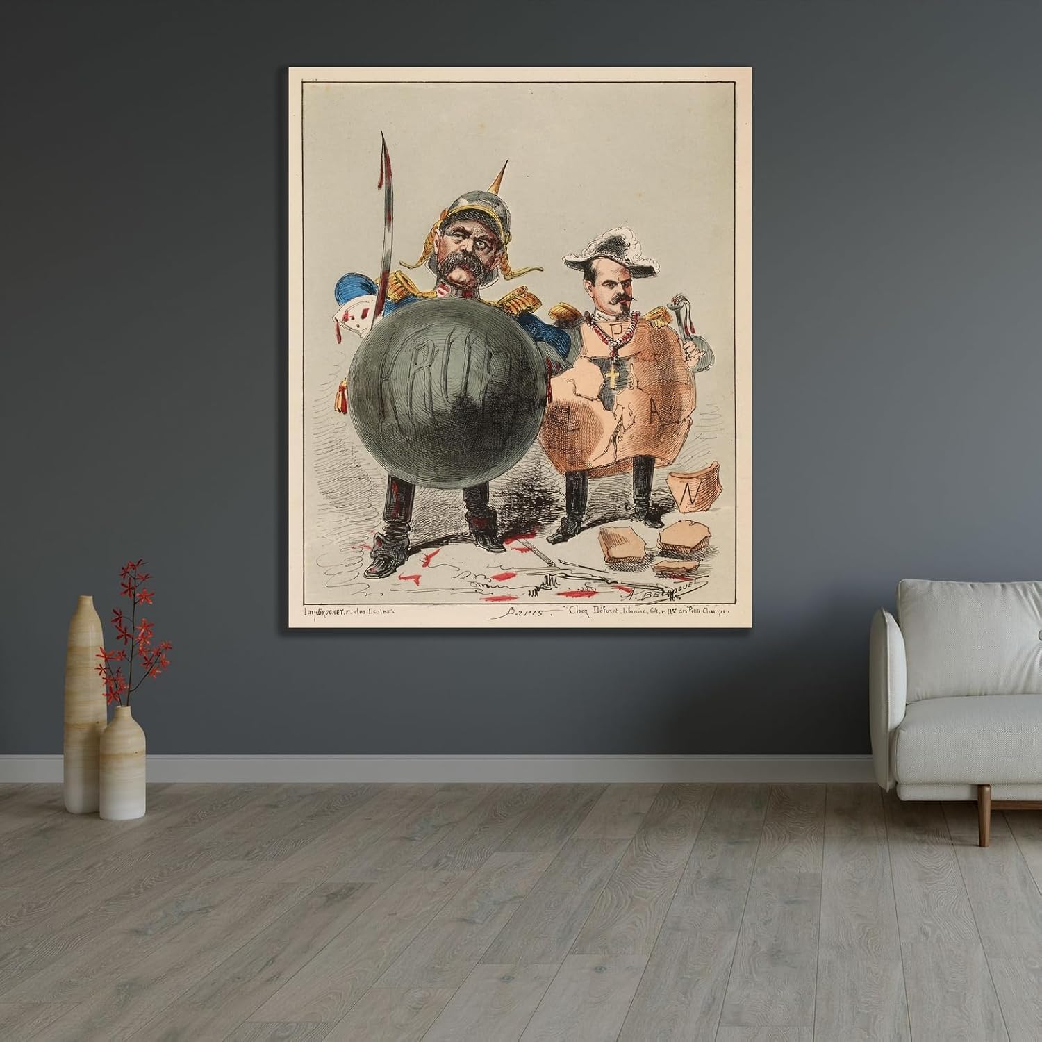 ArtDirect Satirical Fantasies, The Iron Pot & the Earthen Pot Unframed Art Print Giclee Poster by Achille Belloguet