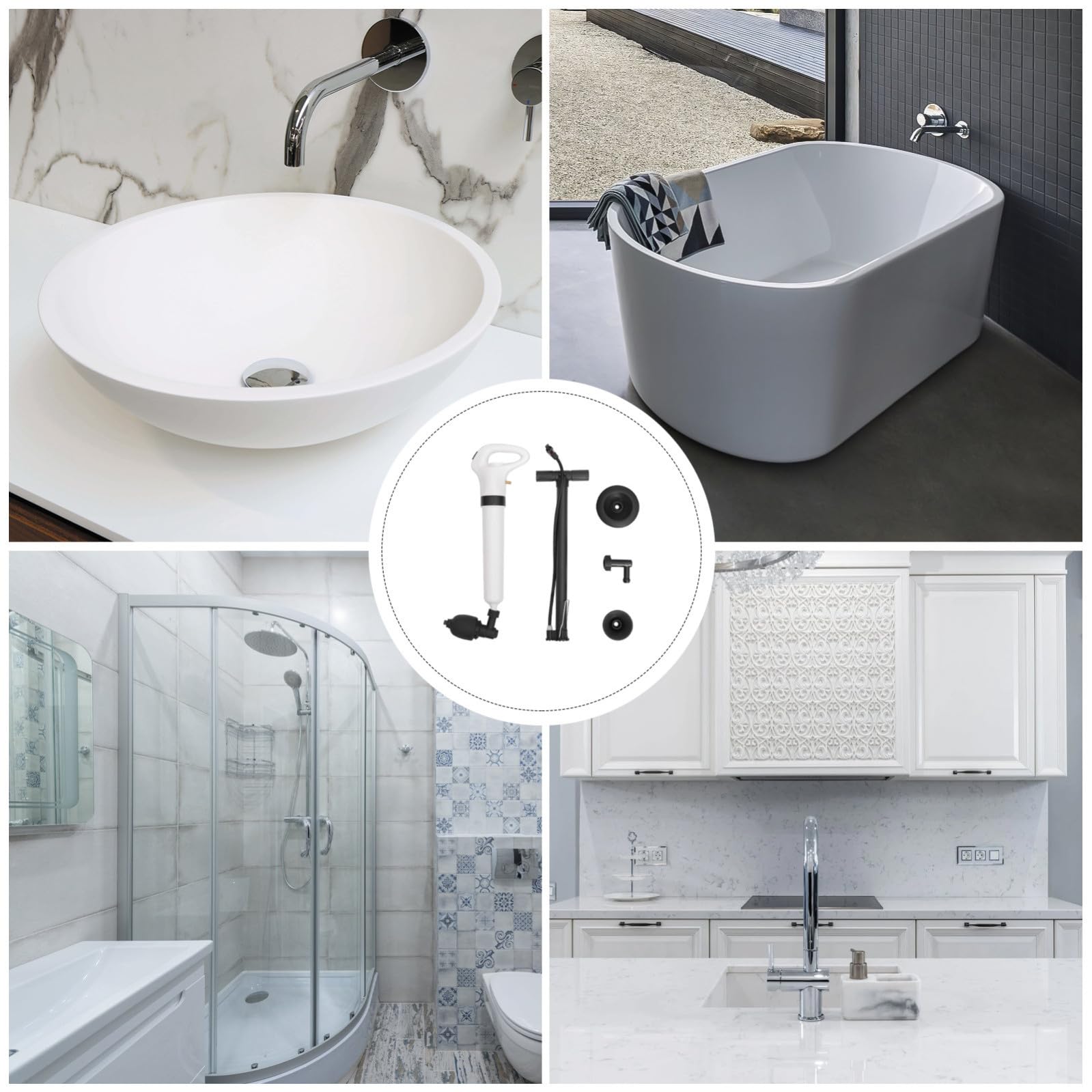 Stura WC Potente in ABS Bianco per Pulizia WC e Spurgo Tubi Scarico, Set 1 Pezzo per Casa e Hotel