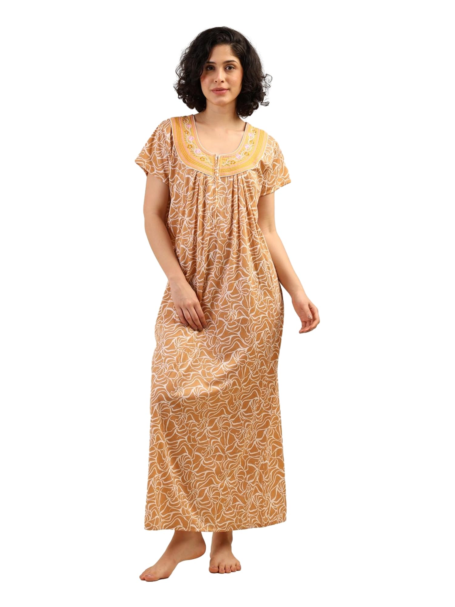 noty Women's- Nighty | Maxi | Gown- Soft Poly Viscose Knits Fabric- Embroided, Floral Printed, Zip Closure-picture-47