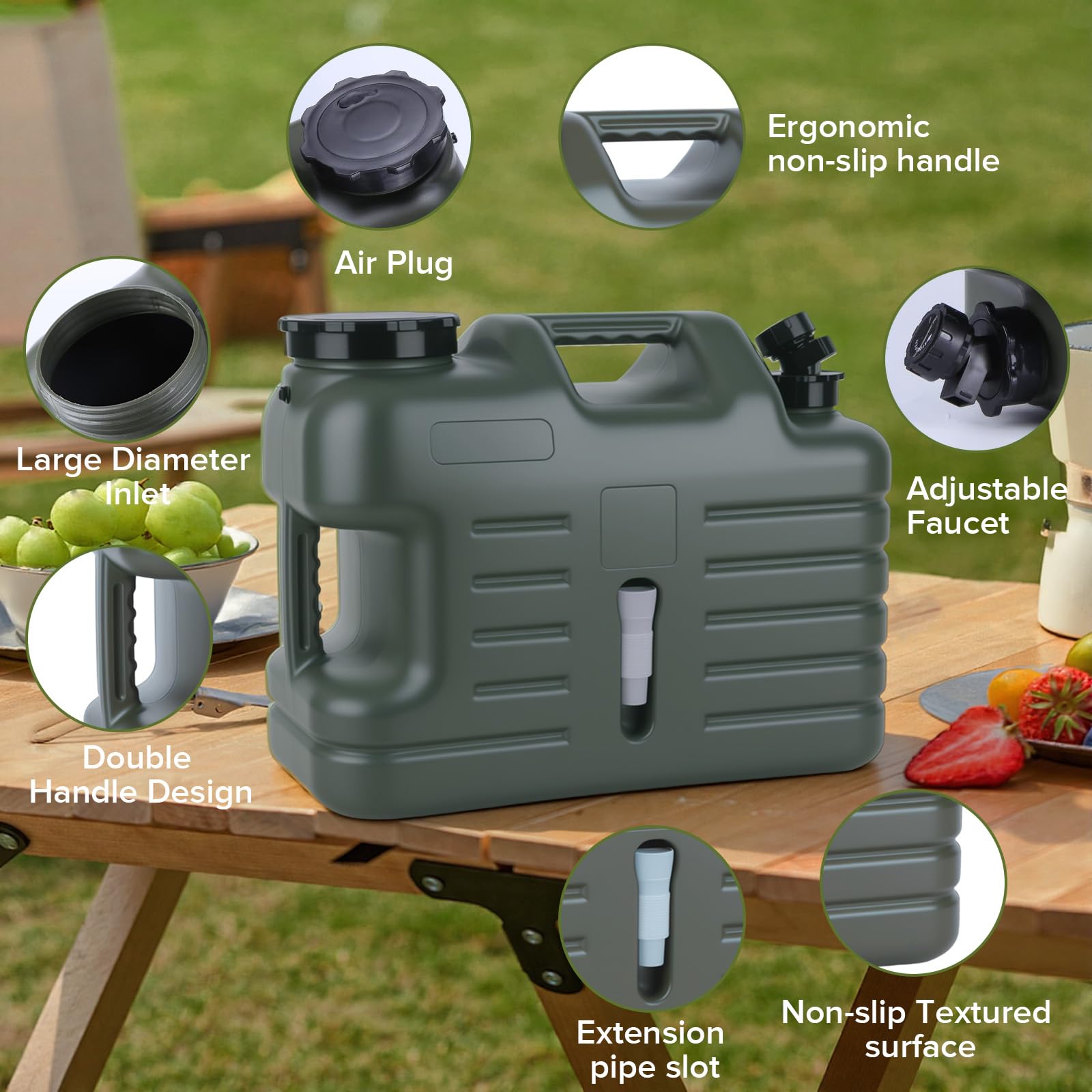 5 Gallonen Camping Wasserkrug mit faltbarer Auto-Pumpe, BPA-frei, auslaufsicher, Camping-Wasserbehälter mit Zapfhahn, Typ-C wiederaufladbar, tragbarer Wasserspeichertank für Wandern, Outdoor & Notfall