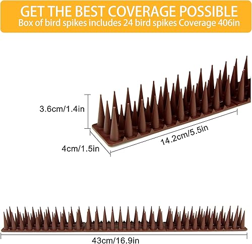 Miniatura 2 de TANGTEA Paquete de 24 púas para pájaros, longitud total, 408 pulgadas, púas disuasorias de pájaros para mantener palomas, ardillas, mapaches, gatos,