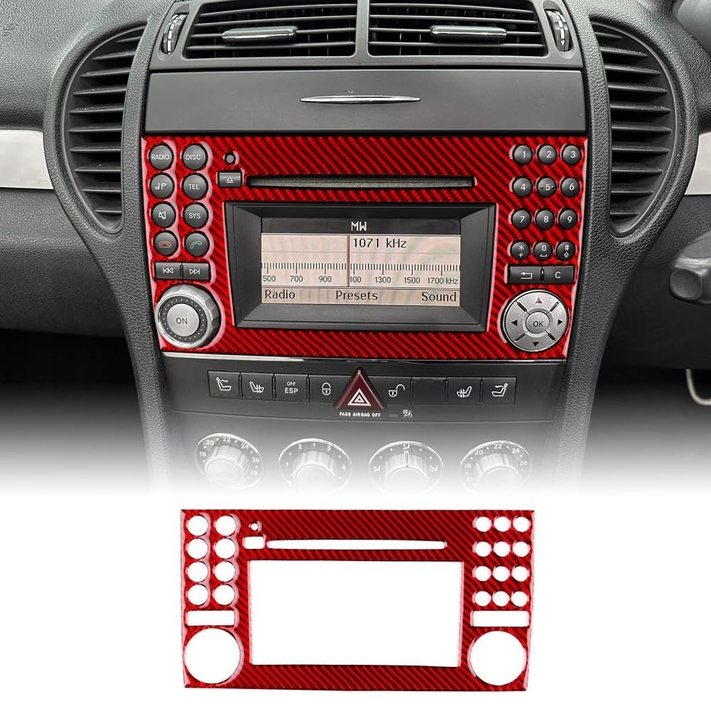 Giopsq D Carbon Fibre Central Control Ac Panel Trim, For Mercedes-Benz Slk R171 (2004-2010), Multifunction Button Control Panel Cover, Interior Ecorative Sticker Accessory/D/A