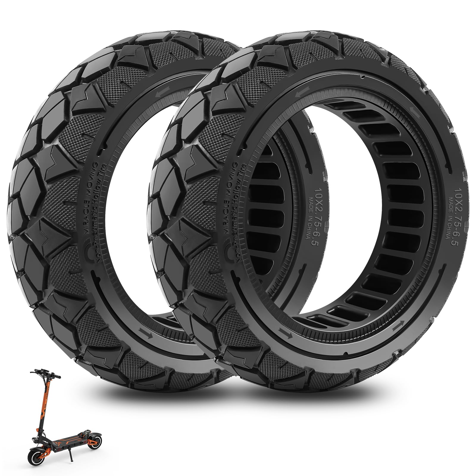 10x2,75-6,5 Vollreifen 10x2,70-6,5 Solide Reifen für Hitway H5/HB24/Hiboy Max3/Speedway 5/KuKirin G3/G2 Master Elektroroller 10 Zoll Vollgummireifen Hochelastischer Ersatzreifen (2 Stück)