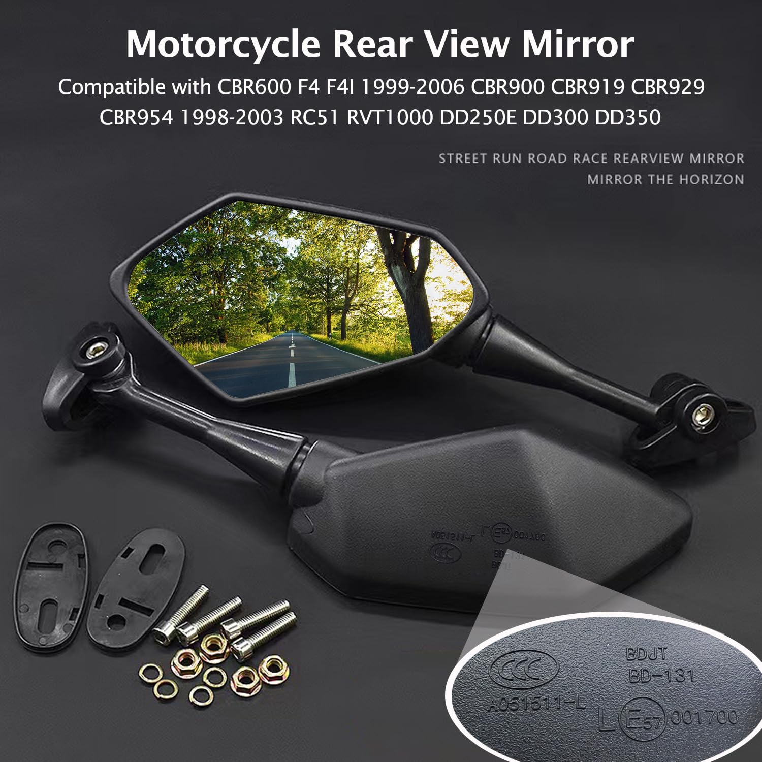 Specchietti Moto E57 Omologati, Universale Moto Specchietto Retrovisore per CBR600 CBR900 CBR1000 F4 HYOSUNG GT125R GT250R GT650R GT650S ecc