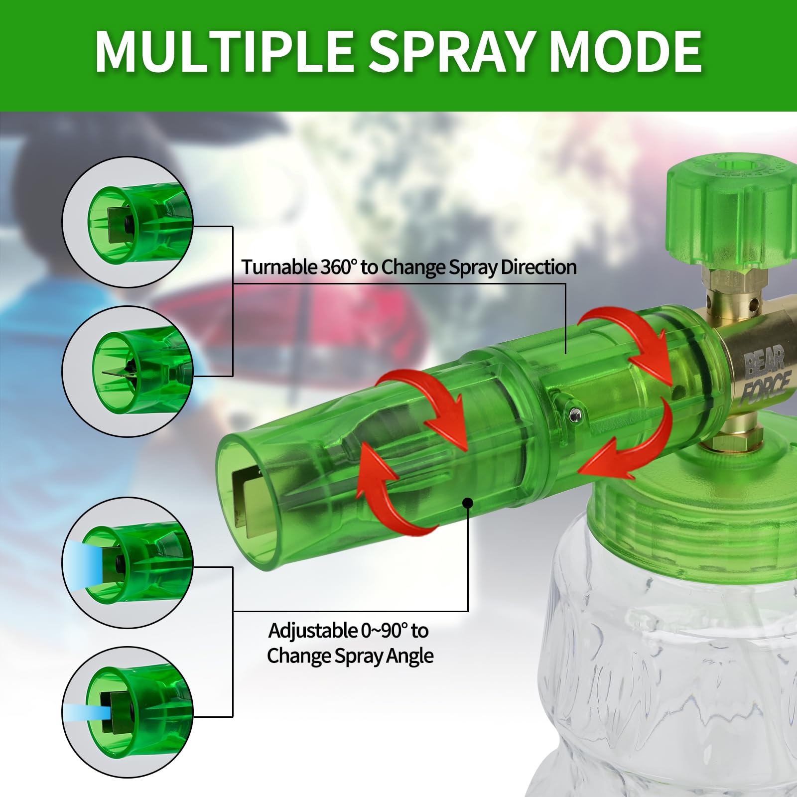 BEAR FORCE Idropulitrice Snow Foam Lancia Ugello Schiuma Neve Schiuma Cannone Bottiglia Lavaggio Auto, Compatibile per Nilfisk, per STIHL
