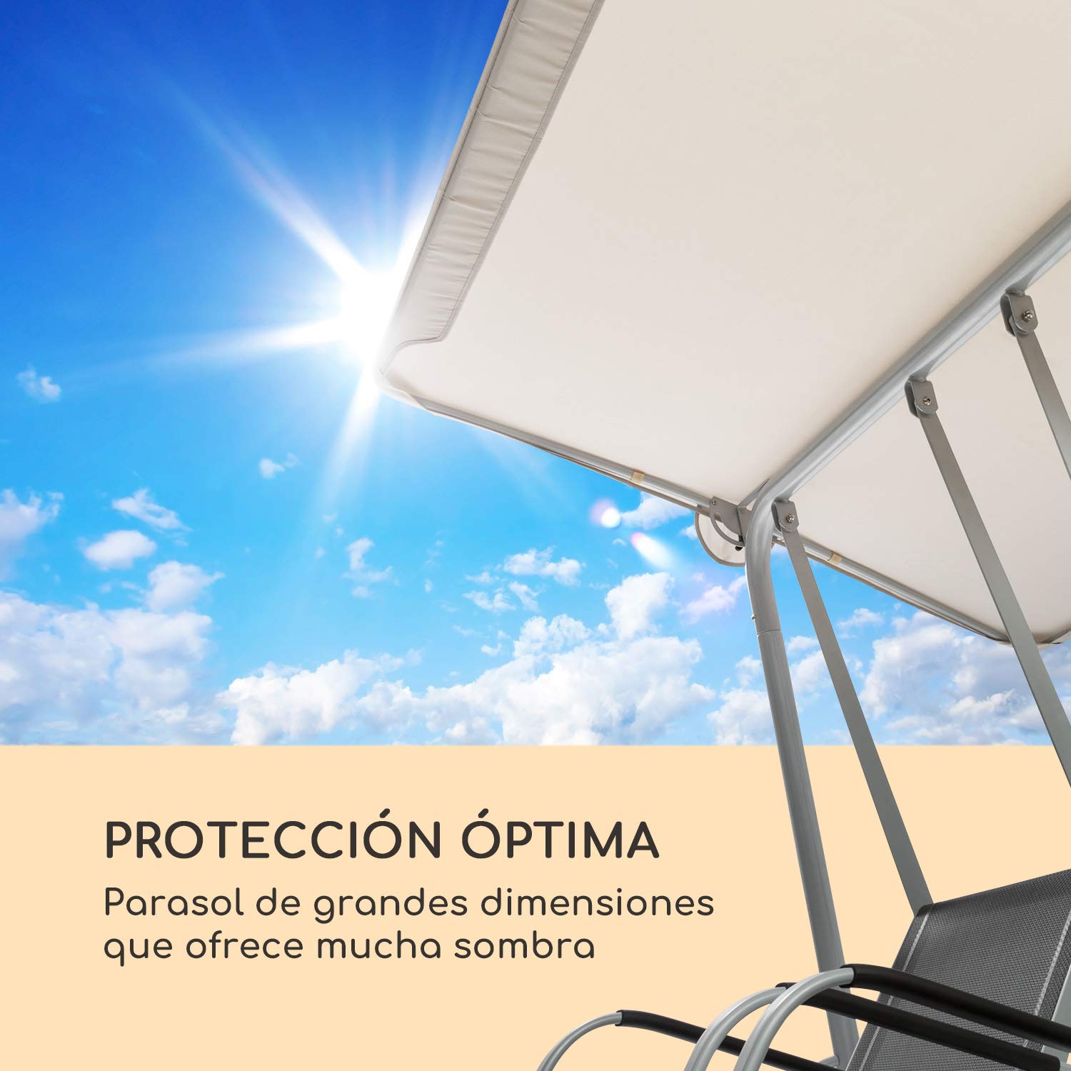 blumfeldt Bel Air Duo Swing Mecedora - para 2 Personas, Diseño Duo Relax, Tejido Transpirable, Tornillos de Acero Inoxidable, Antracita/Crema