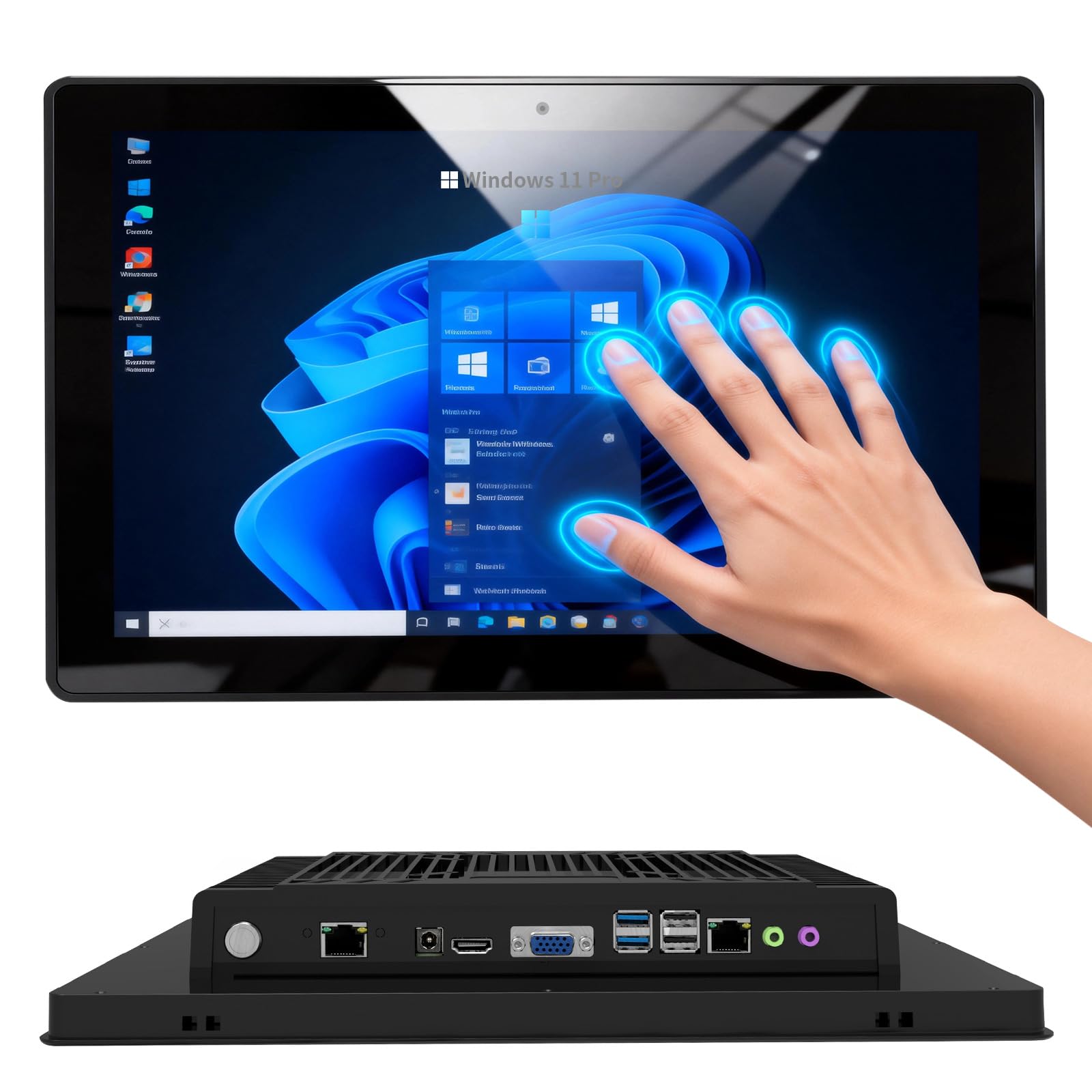 15.6" Embedded-Industrial-Panel-PC, Win11 Pro 10 Point Capacitive Industrial-Touch-Screen-Panel-Computer, Core I5-7200U / 8GB-28GB SSD, 1920 * 1080 IPS, Built-in 5MP Webcam, POE Power Supply
