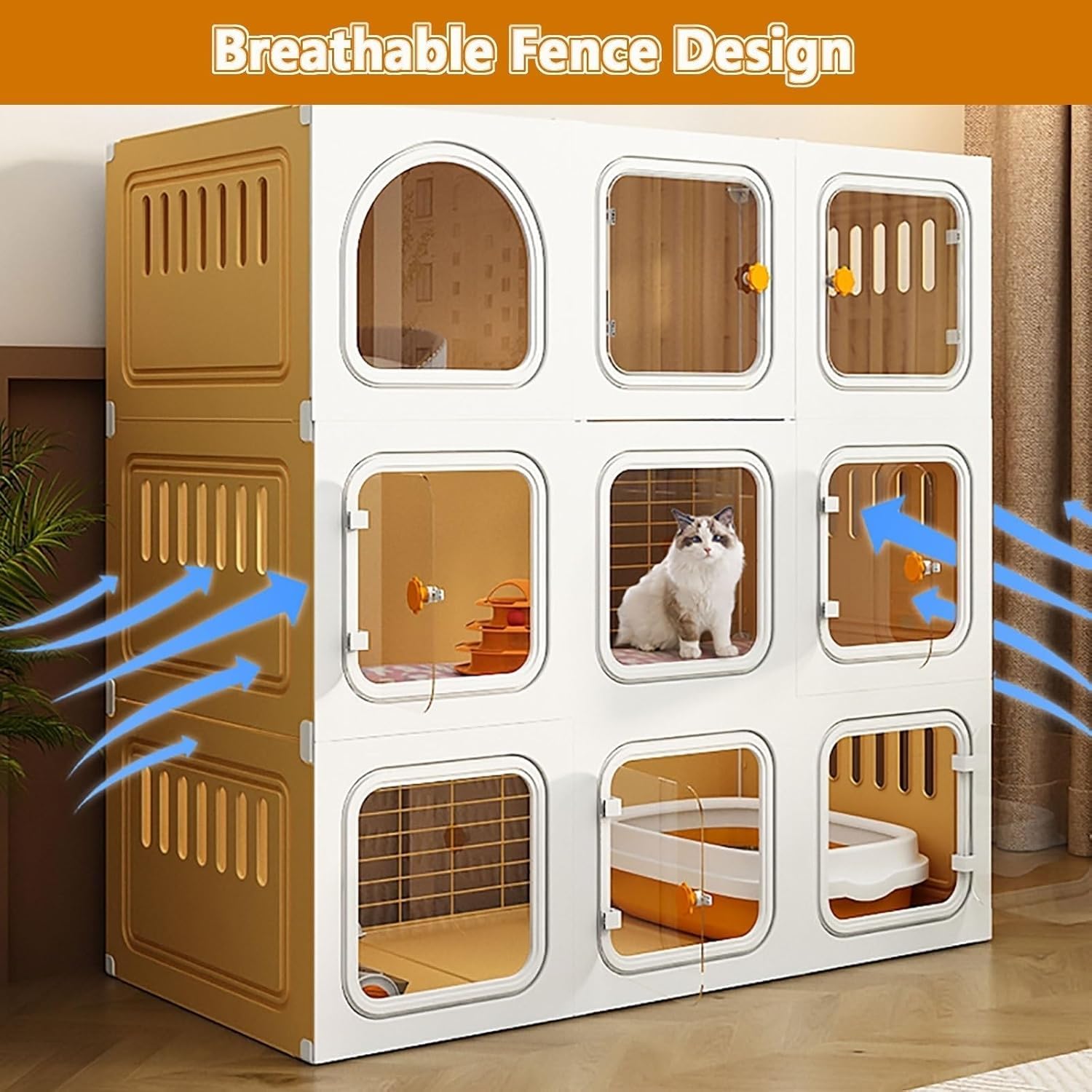 Gabbia for Animali Domestici: Rete Metallica, Rimovibile e spaziosa(106x46.5x106cm)