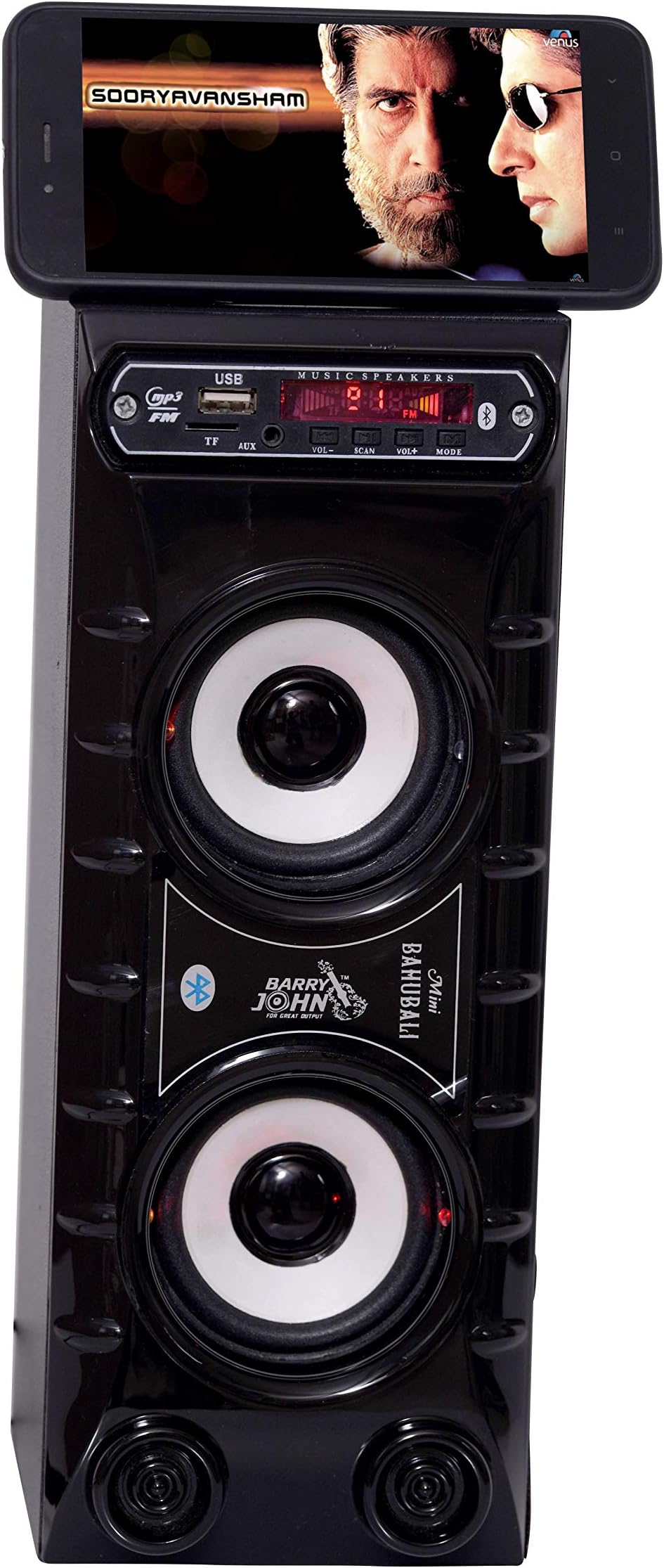 BARRY JOHN Mini Bahubali with AUX, USB, Bluetooth, FM & MMC 50W Home Audio Speaker with Handle & Mobile Stand