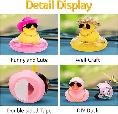 Miniatura 2 de wonuu Pato de goma para automóvil, 2 piezas de adornos para decoración de tablero de automóvil, accesorios de decoración con casco de hélice, mini