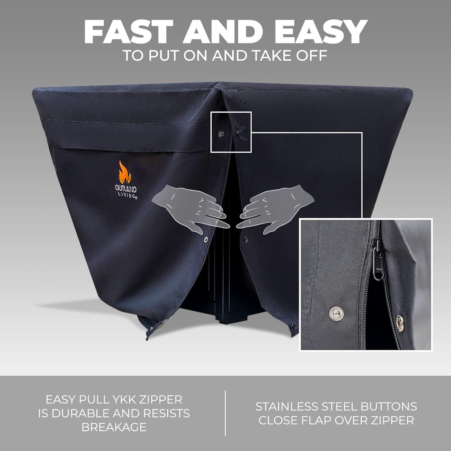 Outland Living Yaletown Soft Cover – Fits Outland Living 420 Outdoor Propane Fire Pit Table – Weather-Resistant, Fade-Resistant, Heavy Duty Polyester