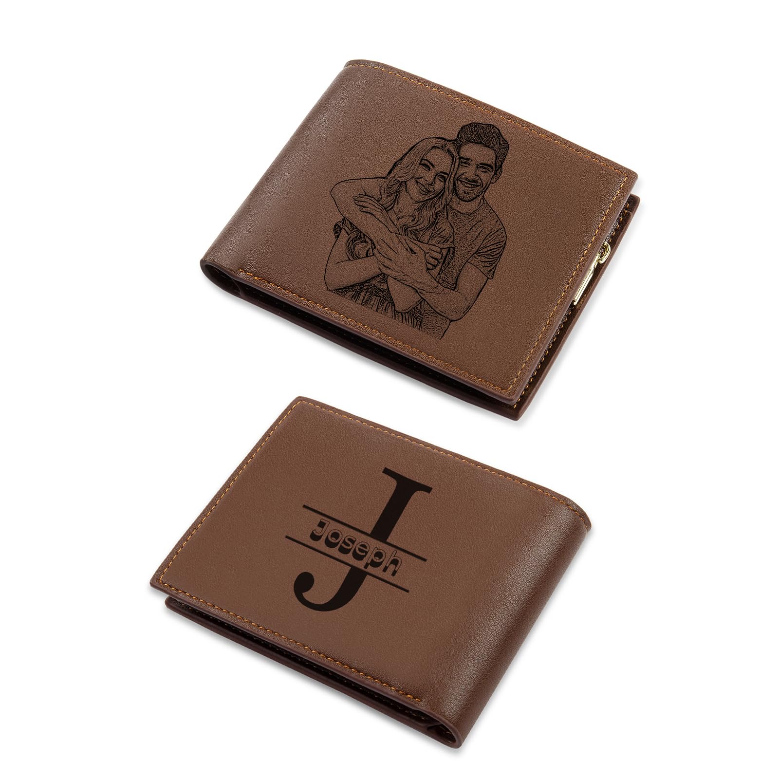 Thelovetag Personalized Wallet for Men Custom Engraved Leather Mens Wallet with NFC Smart Album, Store Photos & Engrave Name/Text – Unique Gift for