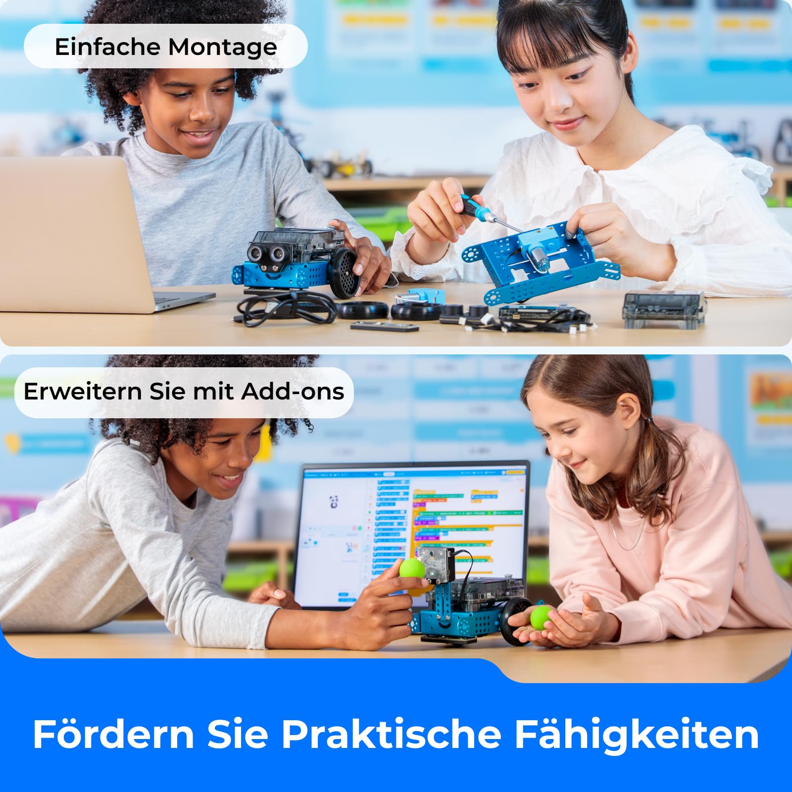 Makeblock mBot 2 Programmierbarer Roboter für Kinder ab 8 Jahren,Roboter Spielzeug mit WiFi, kompatibel mit Scratch und Python, intelligenter STEM Bausatz als Geschenk