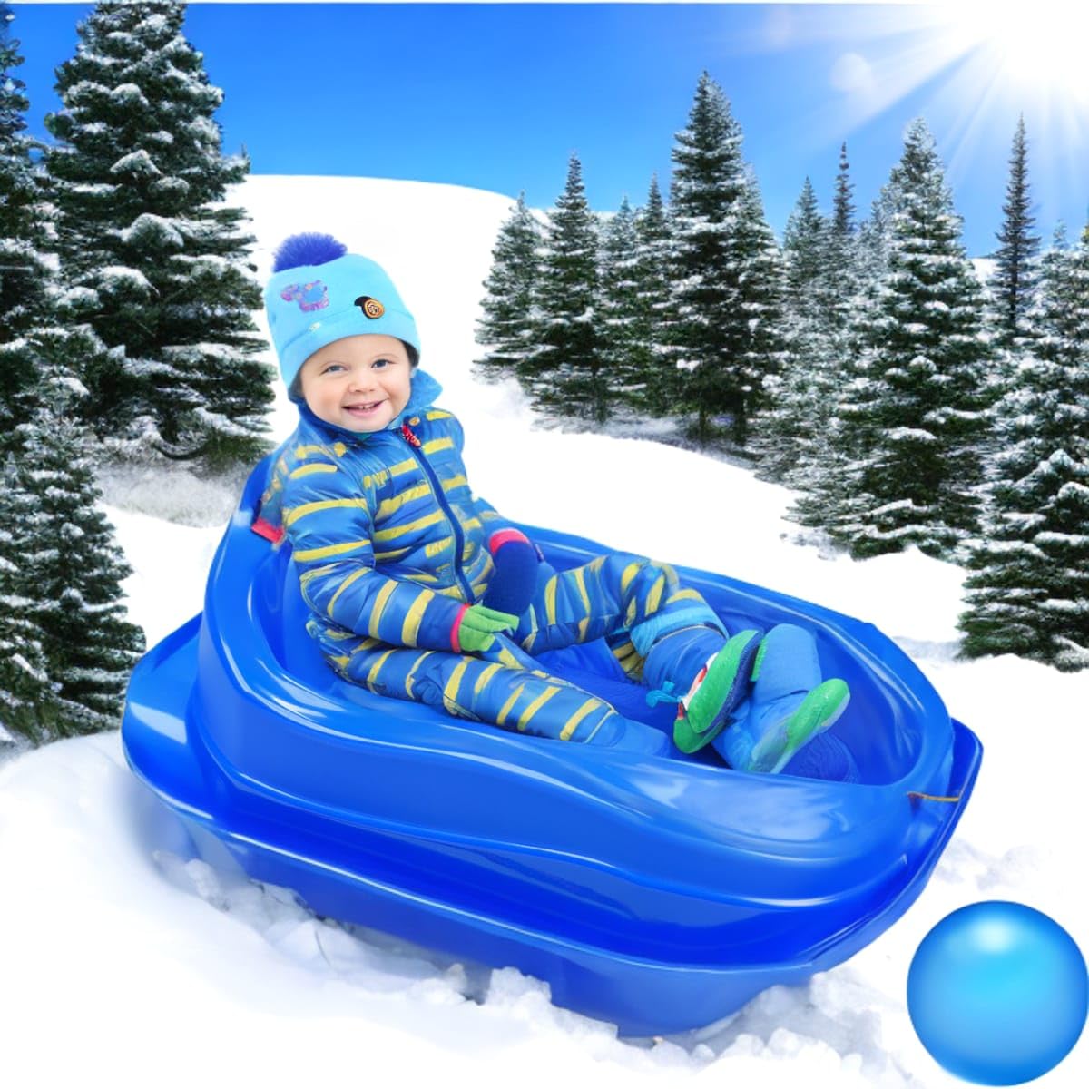 Luge Enfant GaGaDumi Mini Bob - 20kg Max, Ceinture Sécurité, -20°C - Pour 1-3 Ans, Plastique Solide