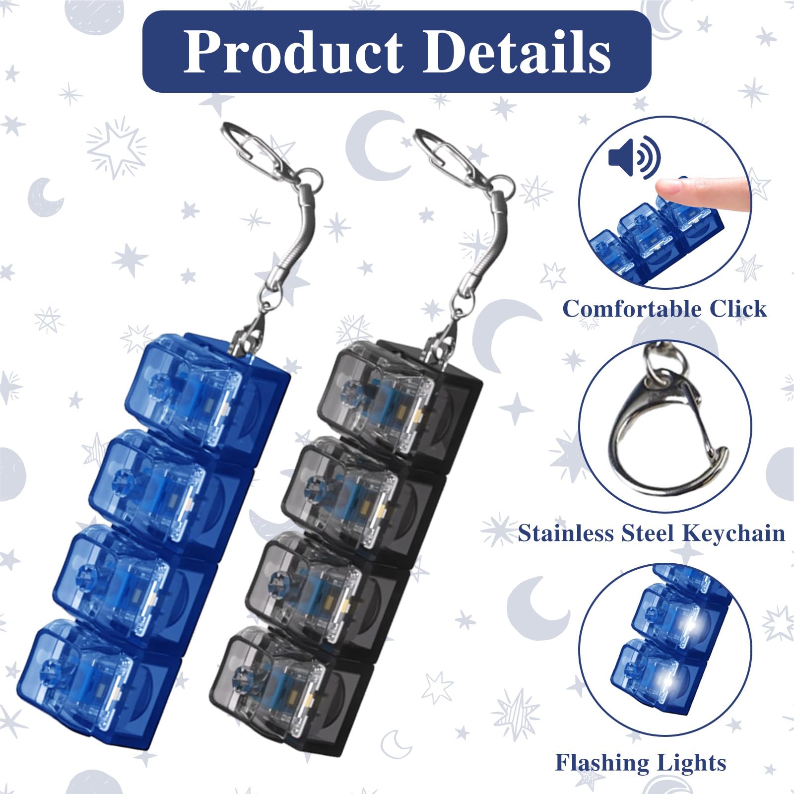 2 Pcs Light Up Keyboard Fidget Toy, 4 Button Clicky Fidget Keyboard - Image 2
