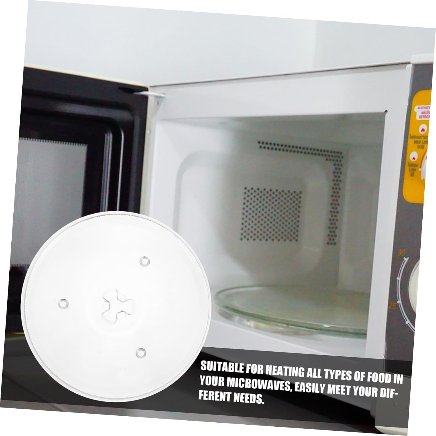 PRETYZOOM Microwave Oven Glass Turntable Thicken Heat Resistant Cooking Plate Replacement Tray for Various Brands for Steady Cooking and Enhanced Microwave Performance